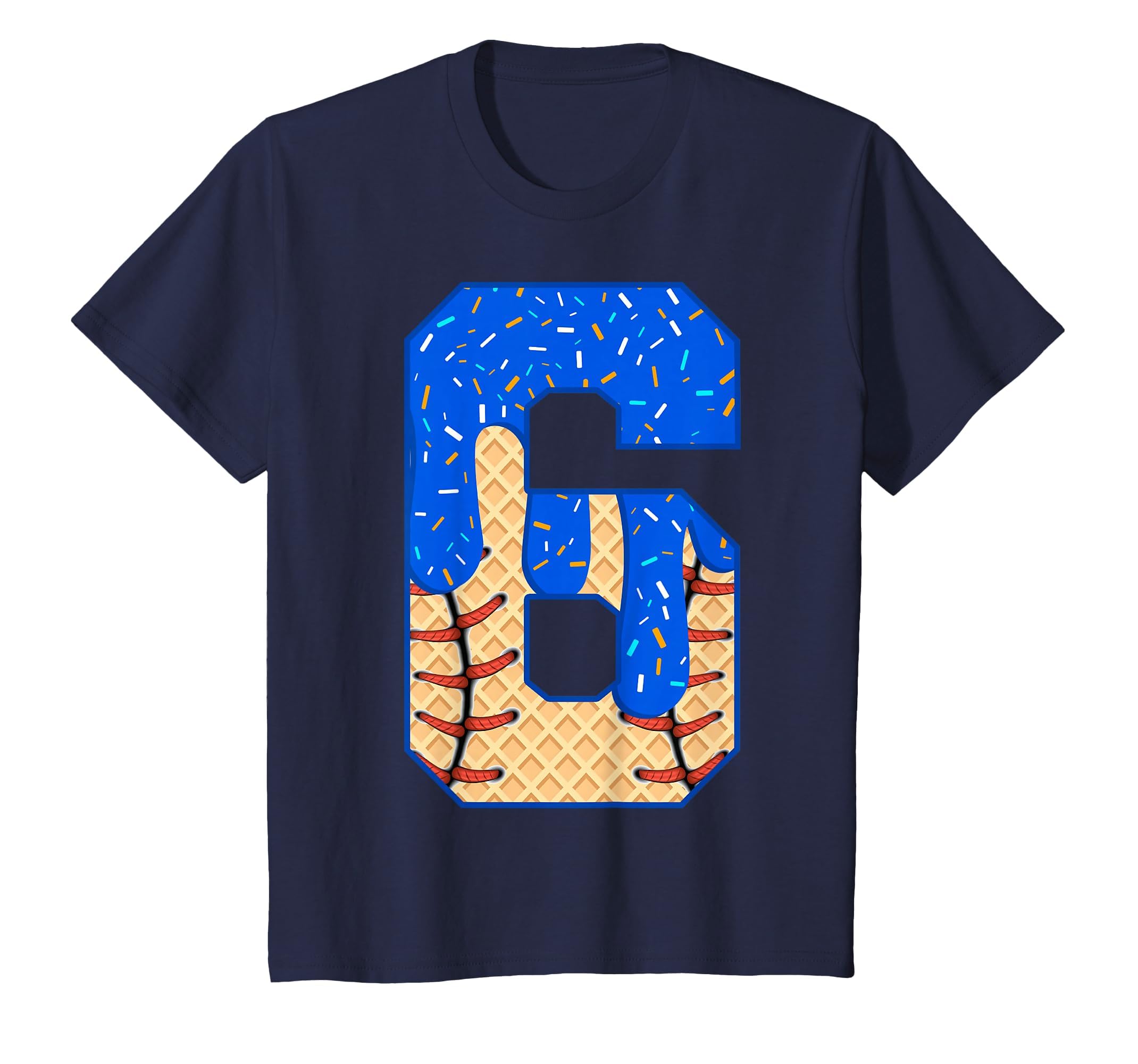 6Th Birthday Ice Cream Baseball Drip 6 T-Shirt - Novelty Apparel Men Women - T-Shirt, Sweatshirt, Hoodie
