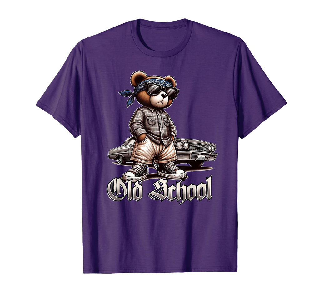 Old School Hip Hop Teddy Bear Lowrider T-Shirt - Trendy Graphic Unisex - T-Shirt, Sweatshirt, Hoodie