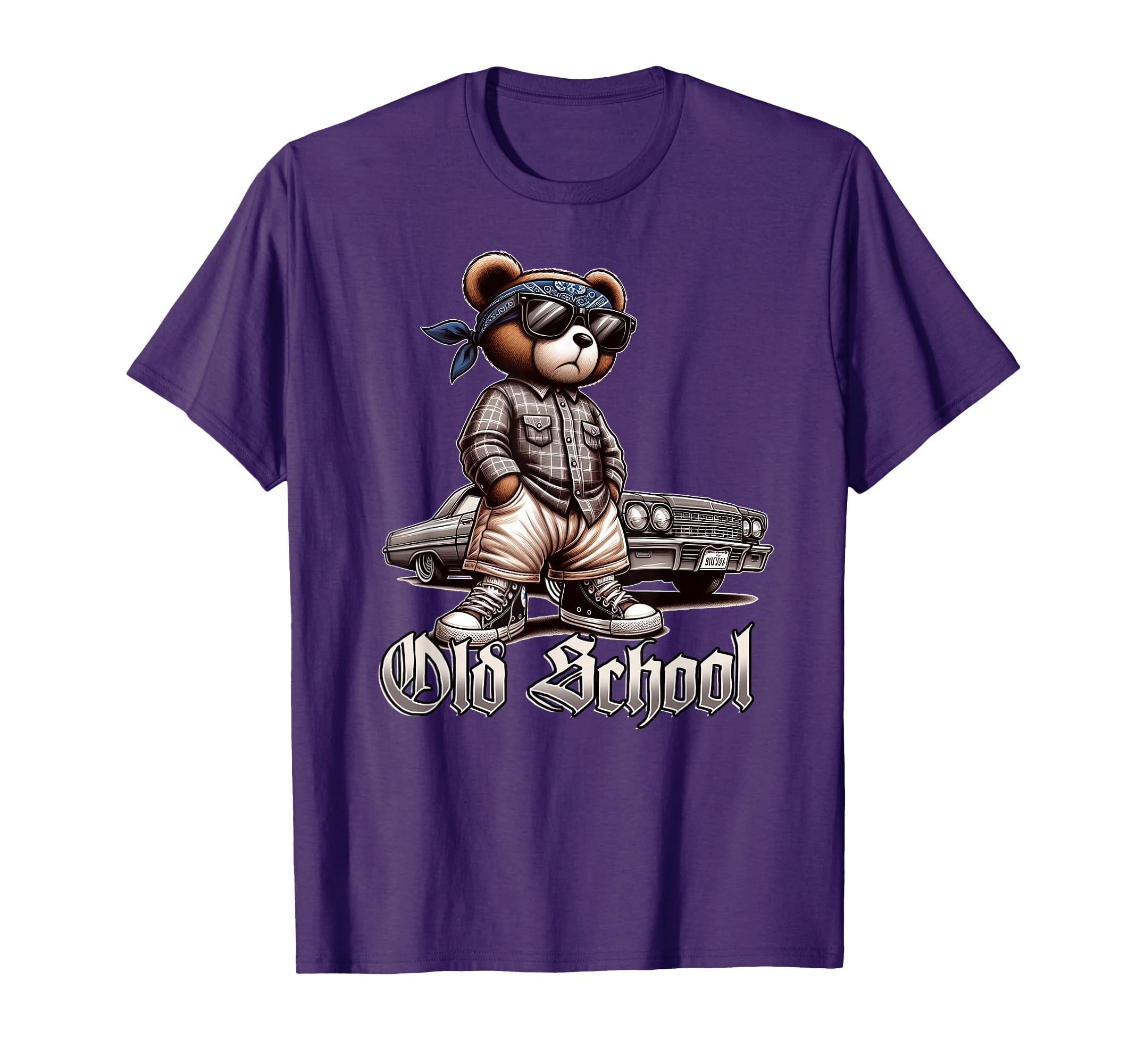 Old School Hip Hop Teddy Bear Lowrider T-Shirt - Trendy Graphic Unisex - T-Shirt, Sweatshirt, Hoodie