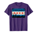 Chicago Skyline Flag Distressed T-Shirt - Aesthetic Graphic for Adults - T-Shirt, Sweatshirt, Hoodie