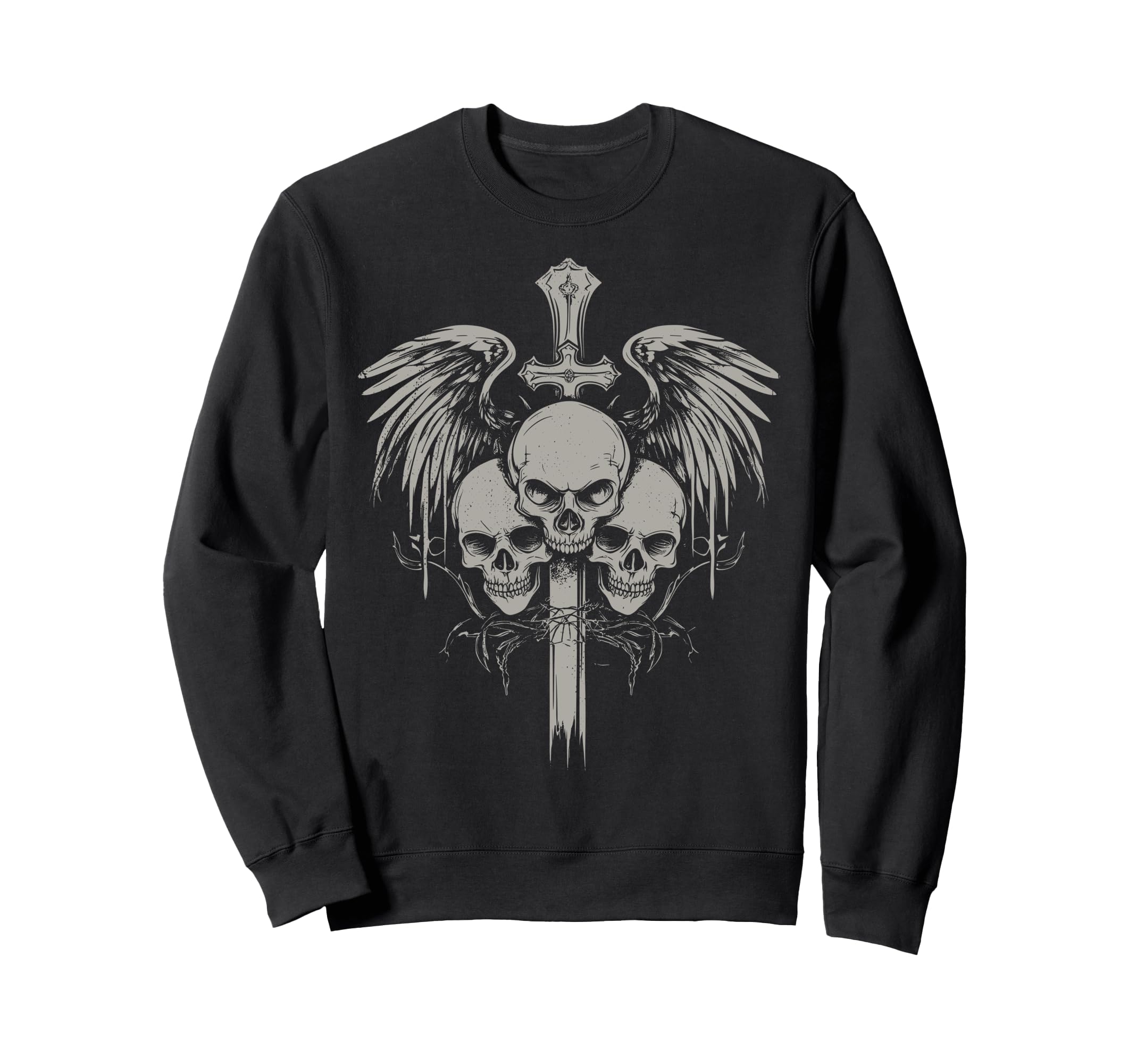 Skull Cross Y2K Grunge Aesthetic Sweatshirt - Custom Art Print Men Women - T-Shirt, Sweatshirt, Hoodie