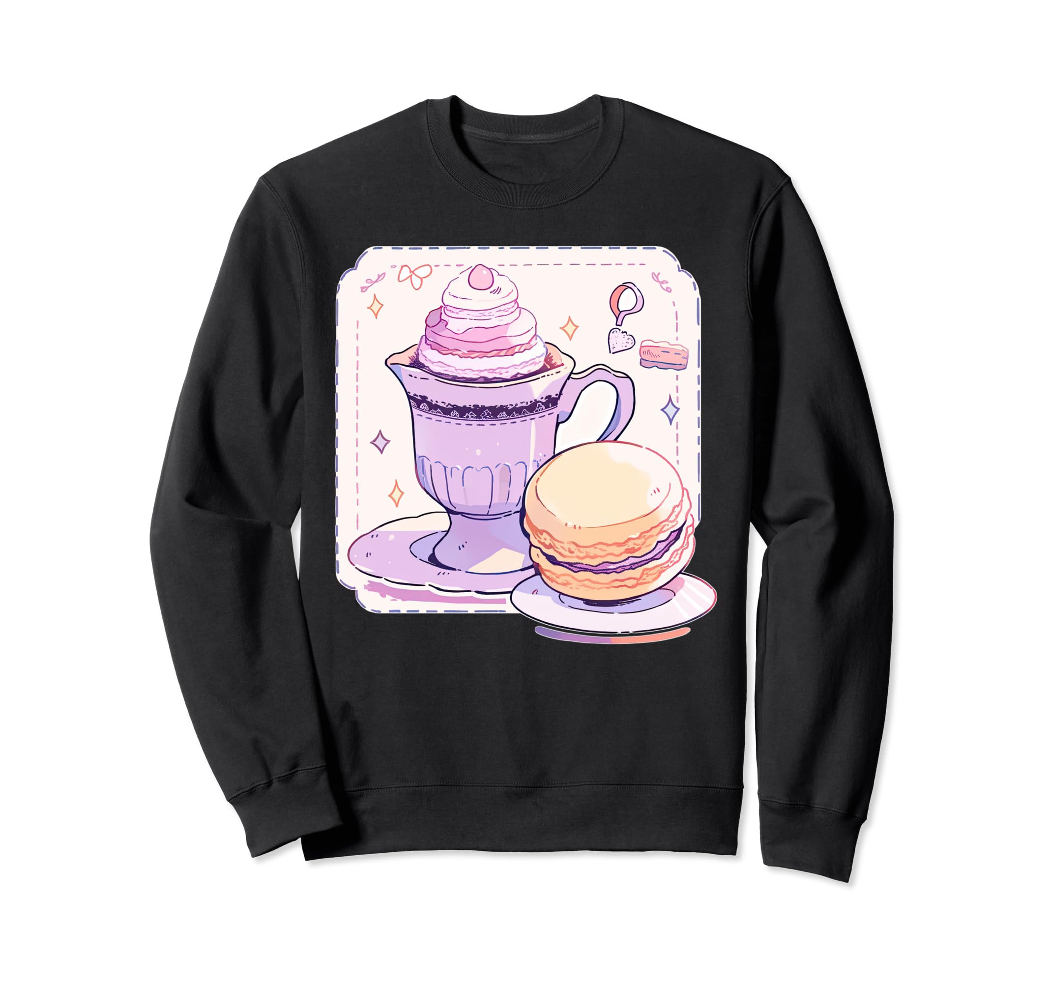 Pastel Coffee Macaroon Sweatshirt - Fun Novelty Design for Adults - T-Shirt, Sweatshirt, Hoodie