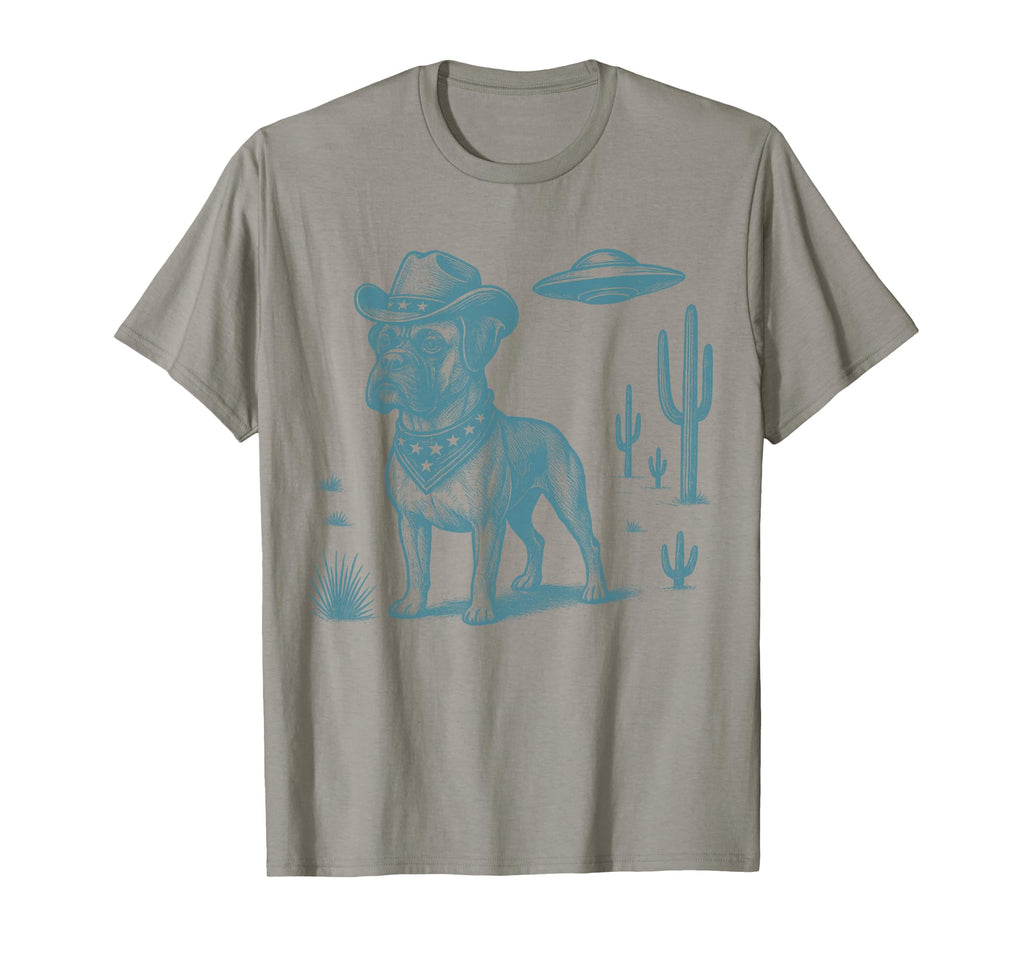 Boxer Cowboy Ufo Western Country T-Shirt - Fun Novelty Design Men Women - T-Shirt, Sweatshirt, Hoodie