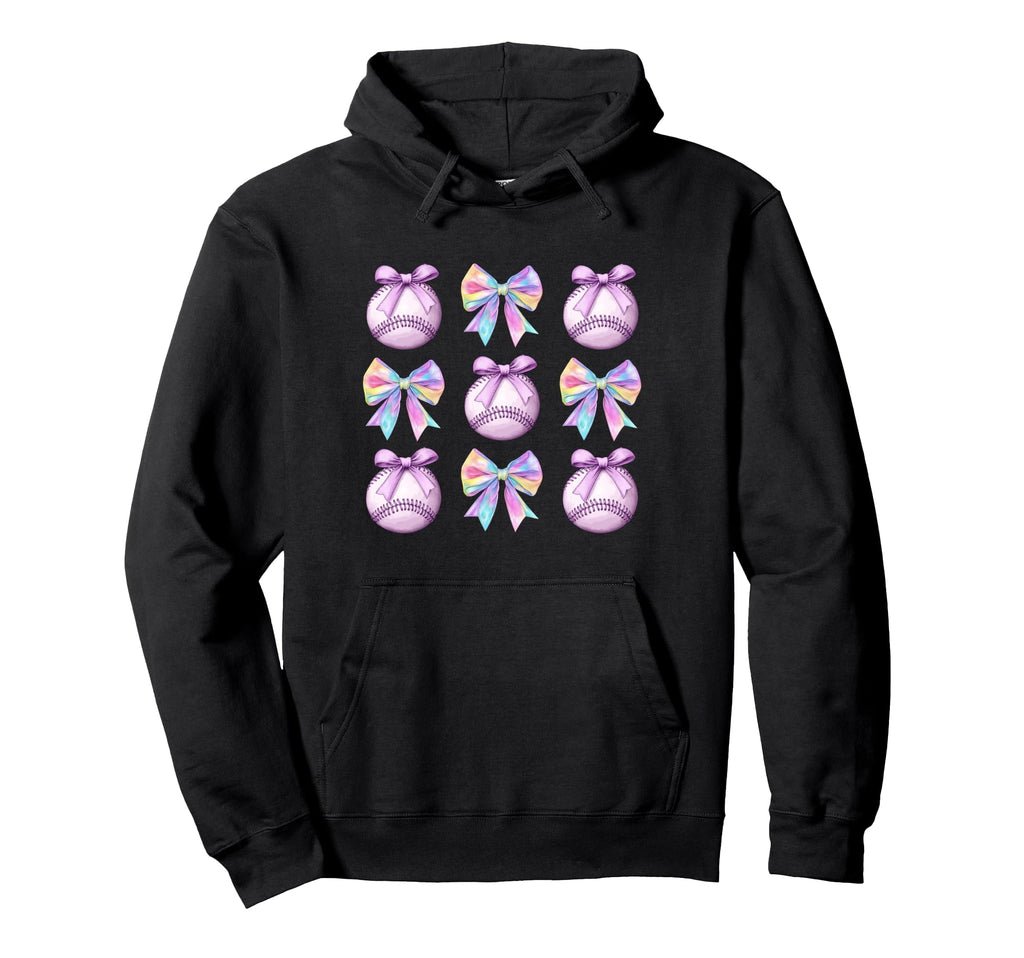 Baseball Coquette Bows Purple Trendy Hoodie - Trendy Graphic for Adults - T-Shirt, Sweatshirt, Hoodie
