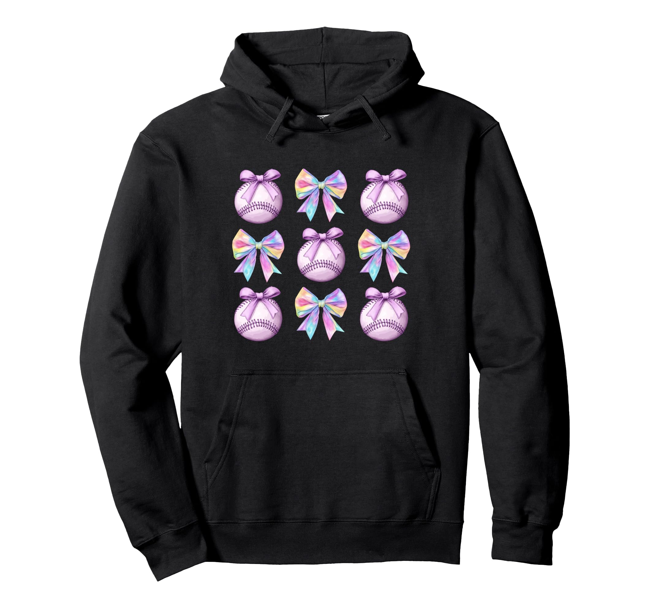 Baseball Coquette Bows Purple Trendy Hoodie - Trendy Graphic for Adults - T-Shirt, Sweatshirt, Hoodie
