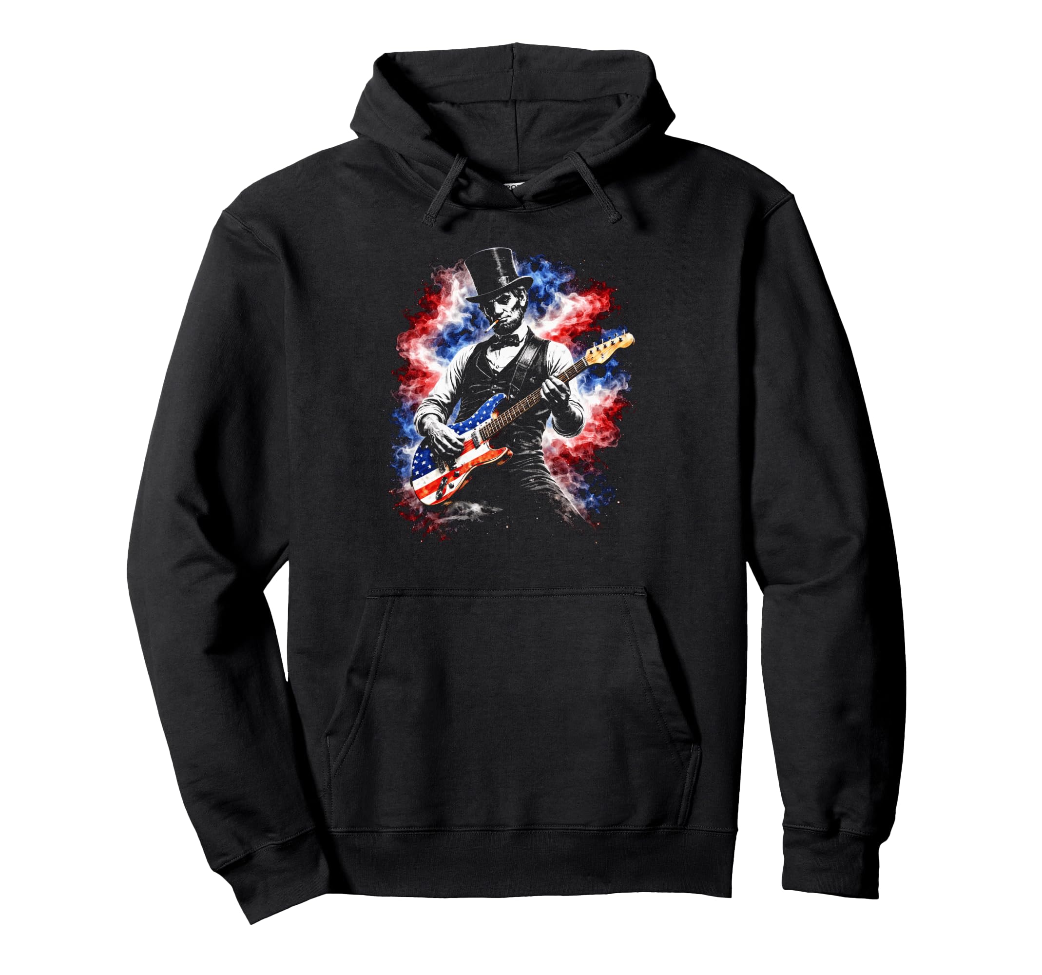 Abe Lincoln Abraham Playing Guitar 4Th Hoodie - Minimalist Print Unisex - T-Shirt, Sweatshirt, Hoodie