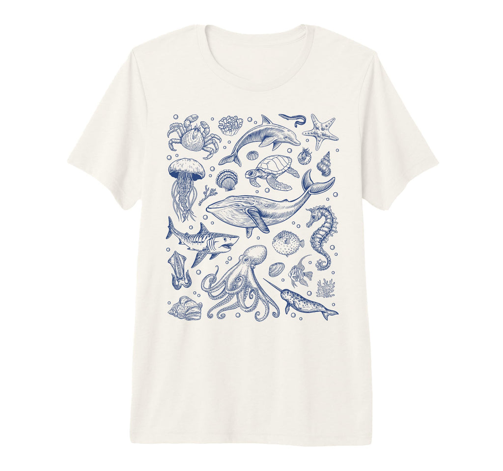 Ocean Life Sea Aesthetic Dolphin Beach T-Shirt - Custom Art Print Unisex - T-Shirt, Sweatshirt, Hoodie
