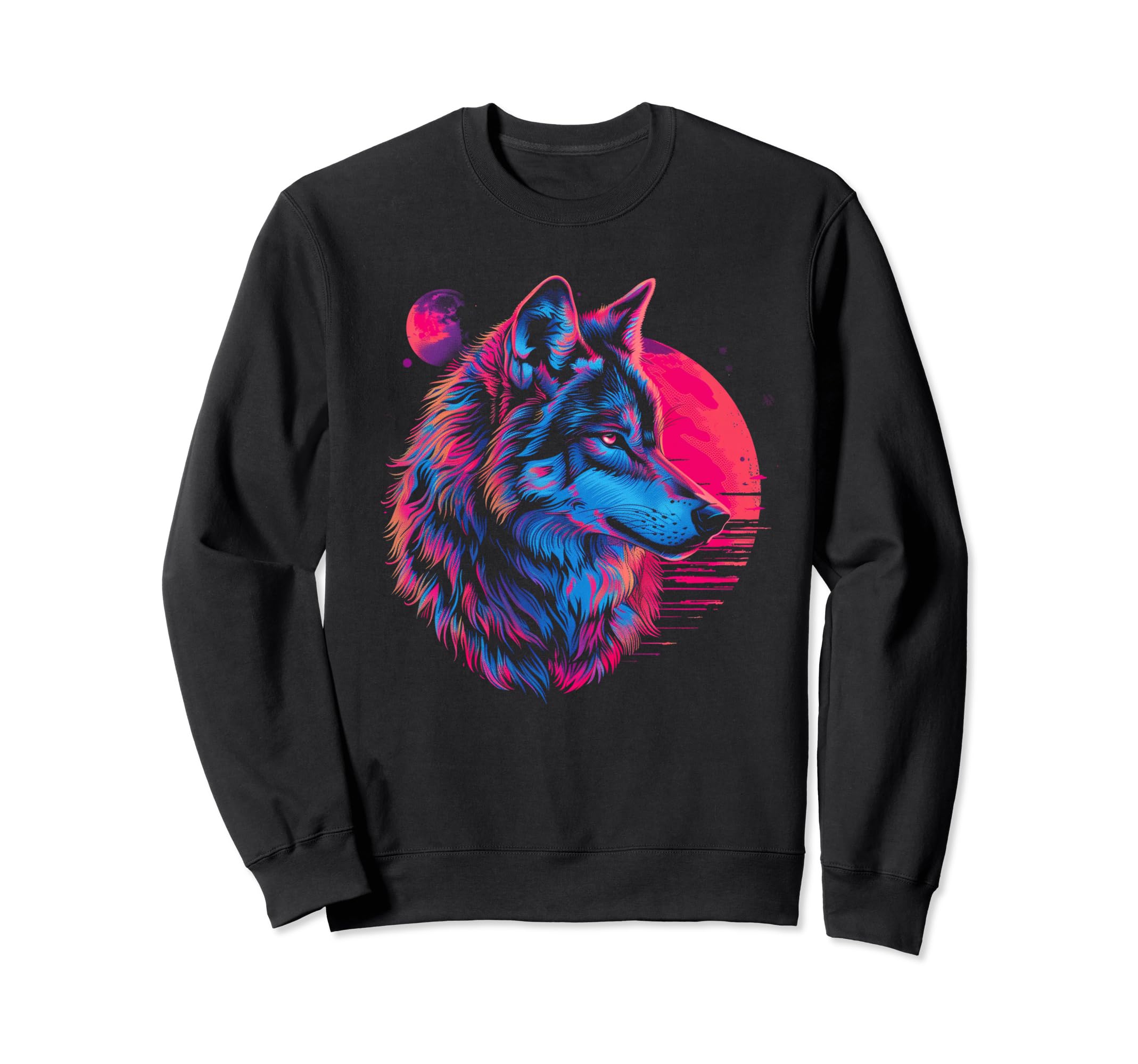 Wolf Vaporwave Aesthetic Sweatshirt - Streetwear Style for Adults - T-Shirt, Sweatshirt, Hoodie