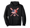Baseball American Flag Lax Cap Bat Sports Hoodie - Graphic Print Unisex - T-Shirt, Sweatshirt, Hoodie
