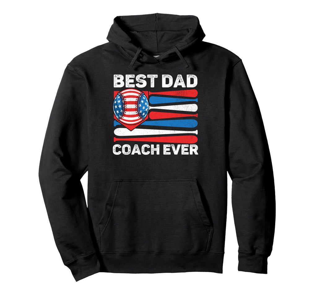 Best Dad Coach Ever Baseball Dad American Hoodie - Custom Art Print Unisex - T-Shirt, Sweatshirt, Hoodie