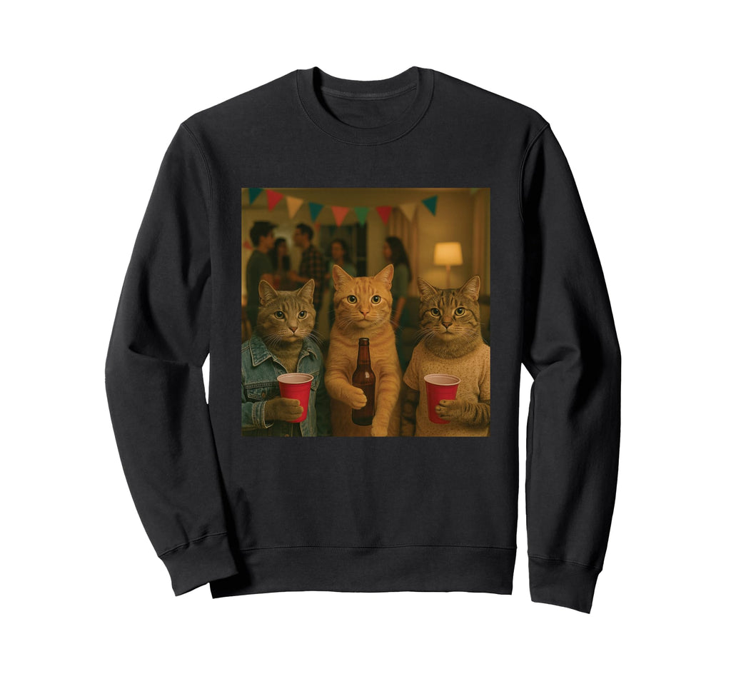 Funny Cat Party Cats Photo Funny Sweatshirt - Graphic Print Unisex - T-Shirt, Sweatshirt, Hoodie
