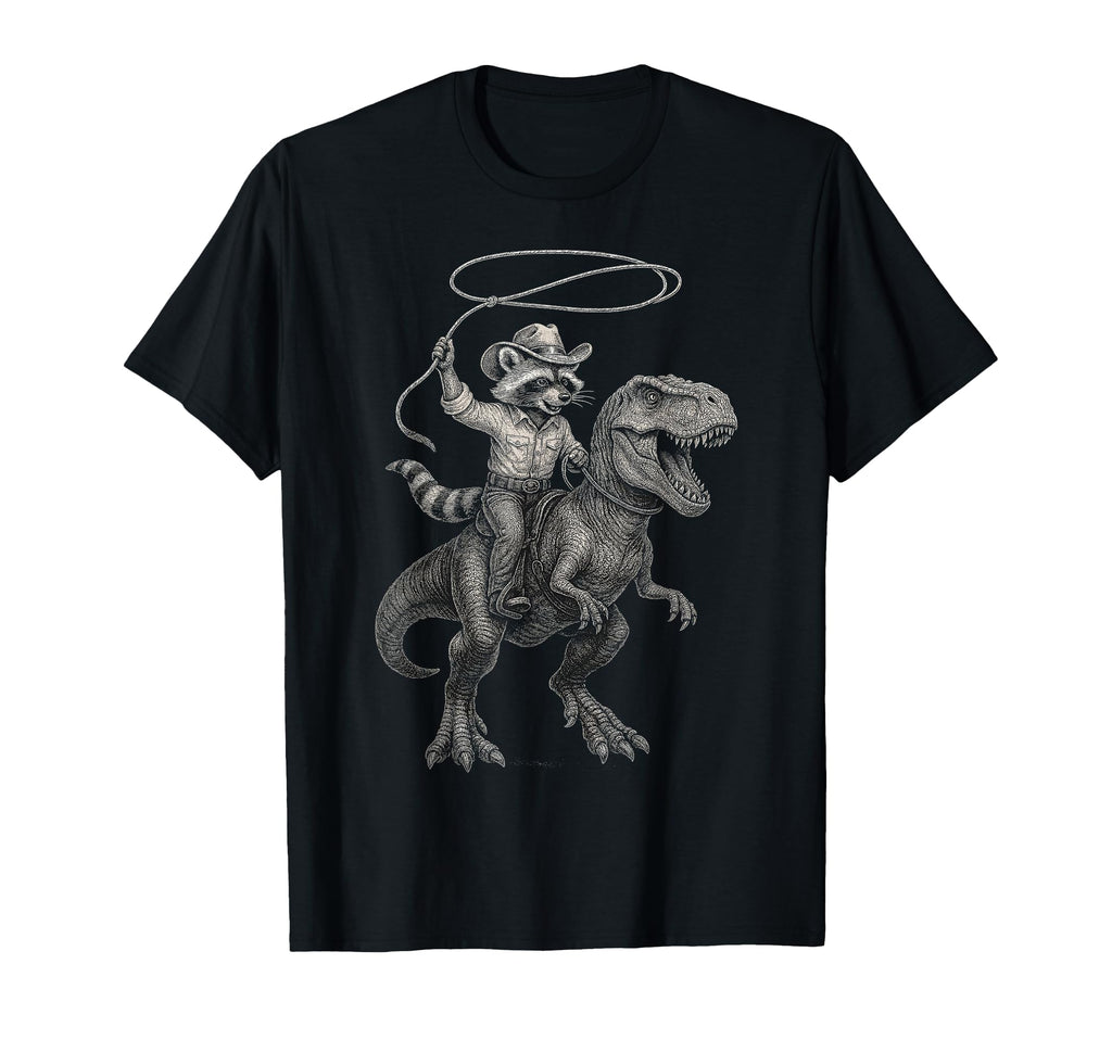 Raccoon Cowboy Western Trash Panda T-Shirt - Novelty Apparel for Adults - T-Shirt, Sweatshirt, Hoodie