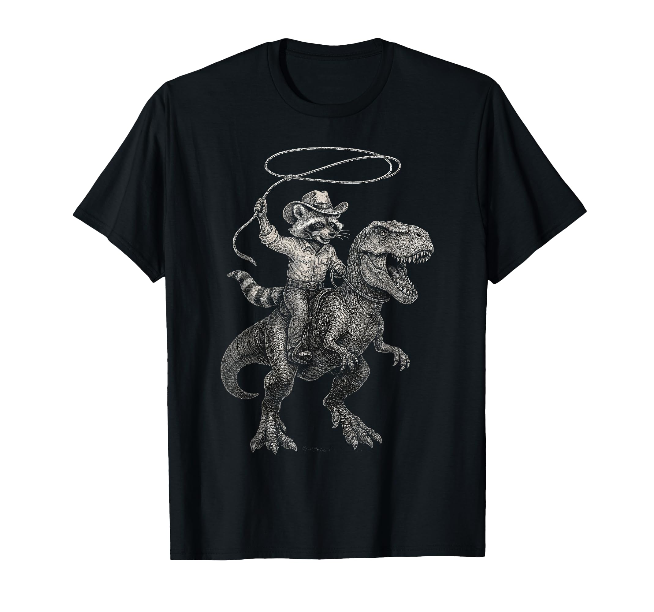 Raccoon Cowboy Western Trash Panda T-Shirt - Novelty Apparel for Adults - T-Shirt, Sweatshirt, Hoodie