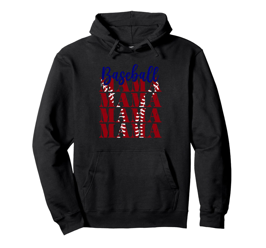 Baseball Mama Repeat Text Softball Mom Hoodie - Graphic Print for Adults - T-Shirt, Sweatshirt, Hoodie