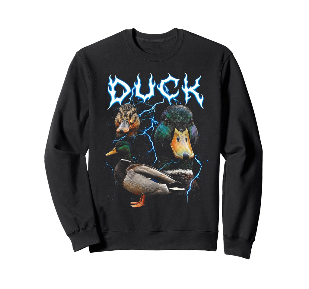 Duck 90S Heavy Metal Duck Farm Bird Sweatshirt - Minimalist Print Unisex - T-Shirt, Sweatshirt, Hoodie