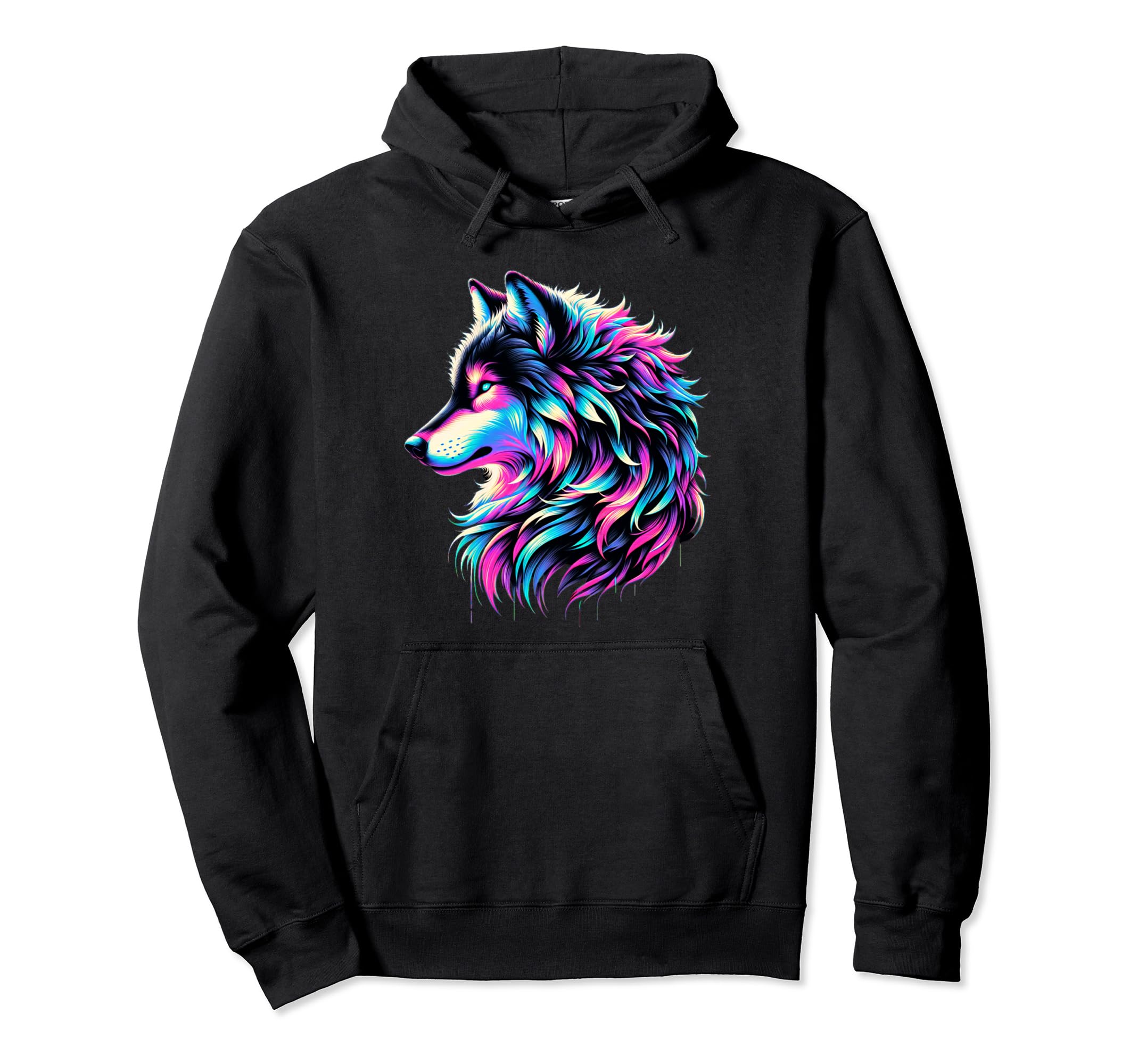 Wolf Vaporwave Aesthetic 80S 90S Hoodie - Casual Everyday Wear Men Women - T-Shirt, Sweatshirt, Hoodie