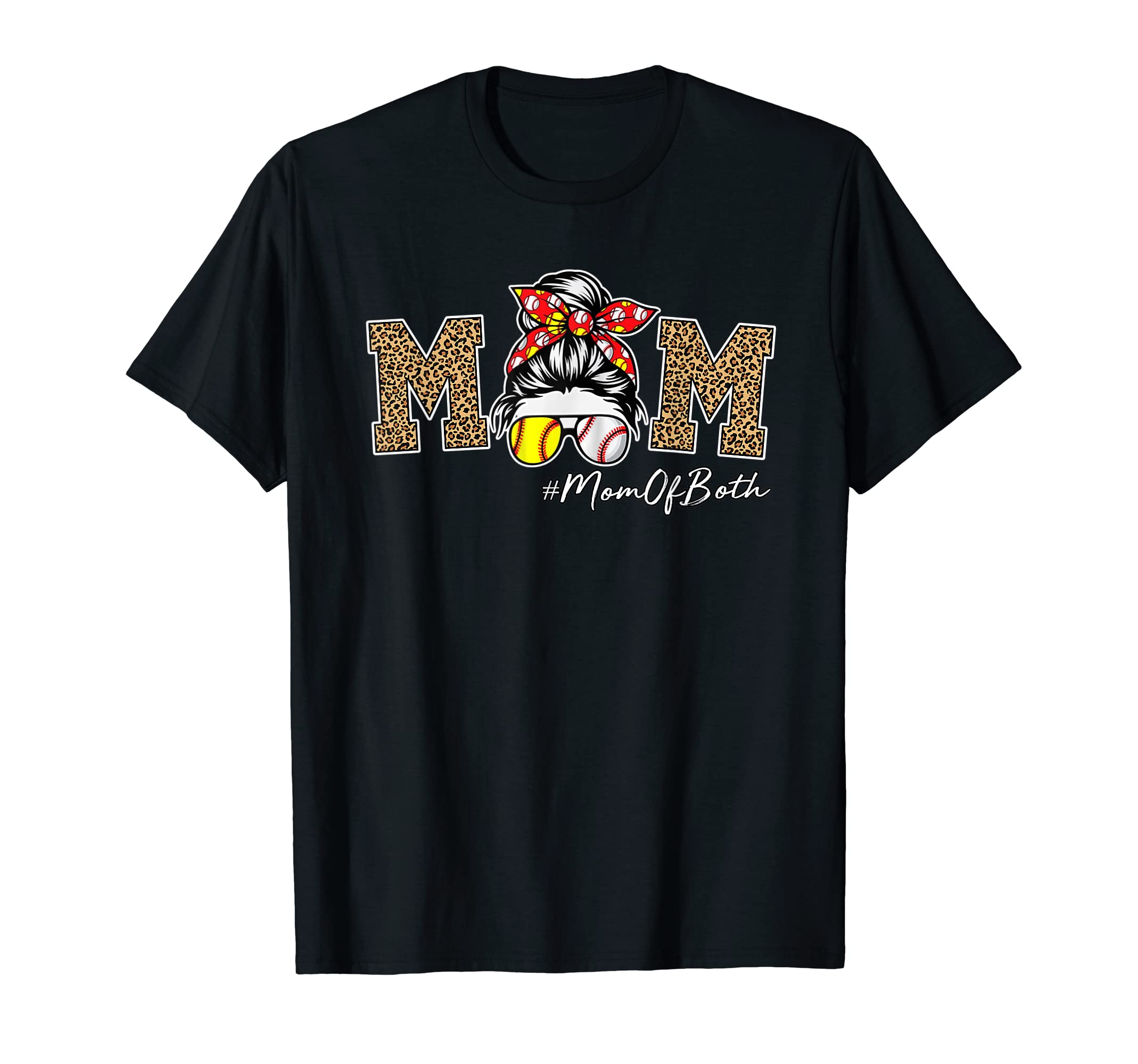 Messy Bun Mom Both Baseball Softball T-Shirt - Minimalist Print Unisex - T-Shirt, Sweatshirt, Hoodie