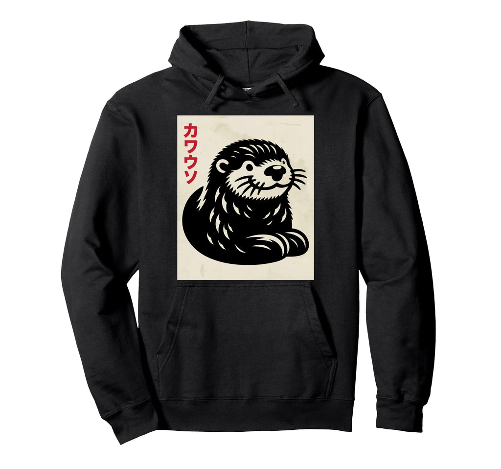 Otter Ukiyo E Art Japan Theme Pastel Hoodie - Custom Art Print for Adults - T-Shirt, Sweatshirt, Hoodie