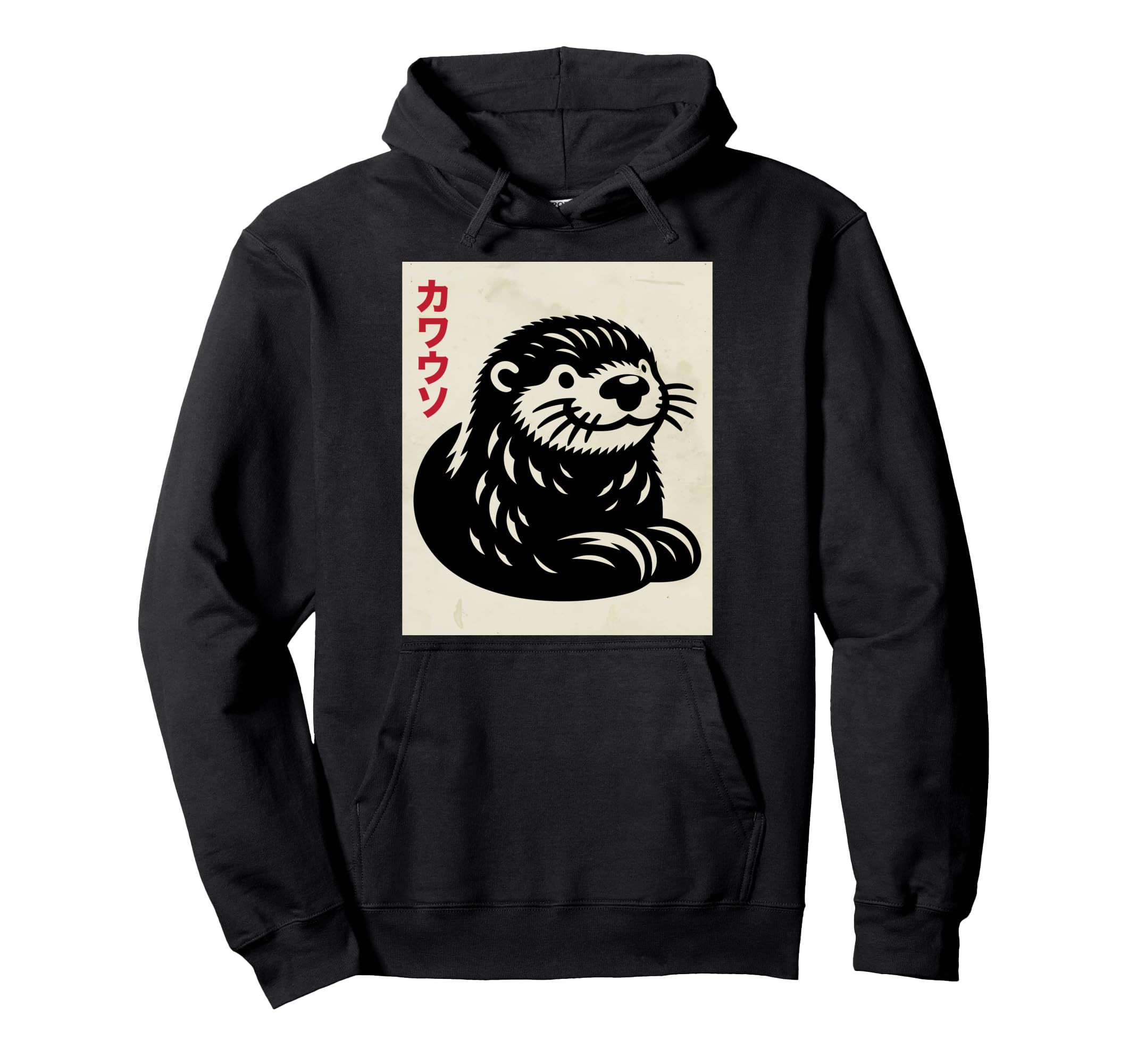 Otter Ukiyo E Art Japan Theme Pastel Hoodie - Custom Art Print for Adults - T-Shirt, Sweatshirt, Hoodie