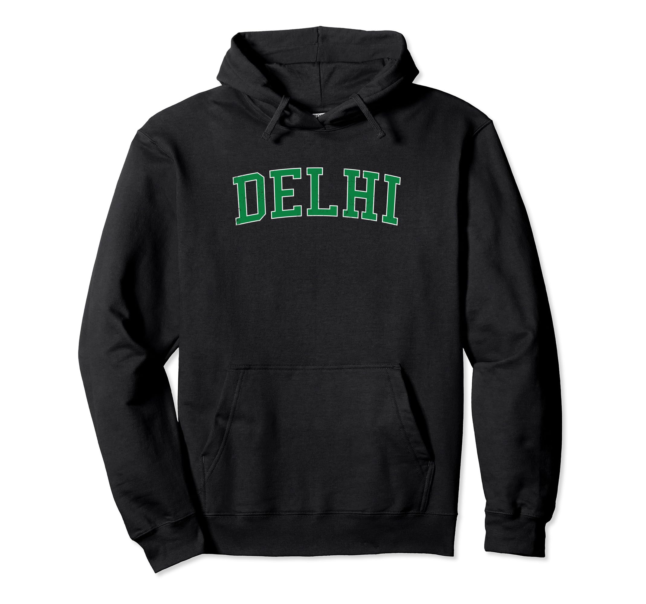 Delhi Ca Distressed Green Varsity Hoodie - Aesthetic Graphic Men Women - T-Shirt, Sweatshirt, Hoodie