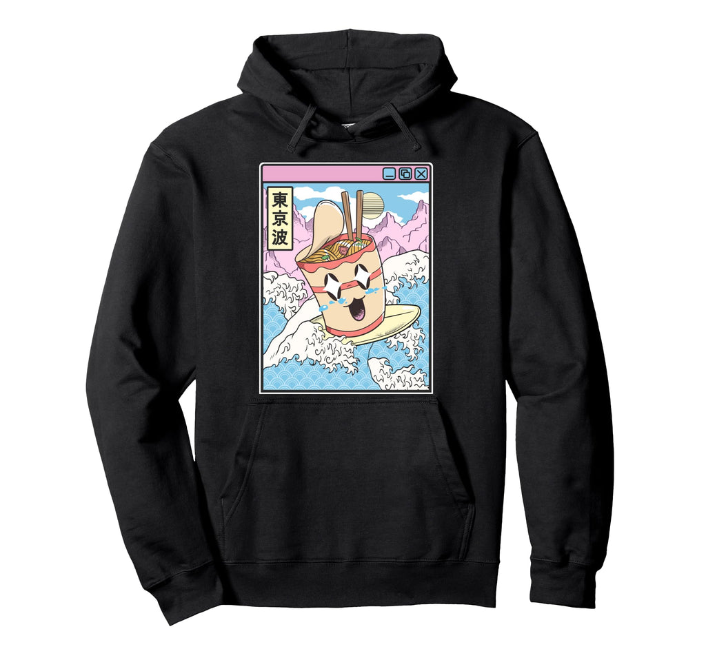 Instant Ramen Noodles Surfing Japanese Hoodie - Custom Art Print Unisex - T-Shirt, Sweatshirt, Hoodie