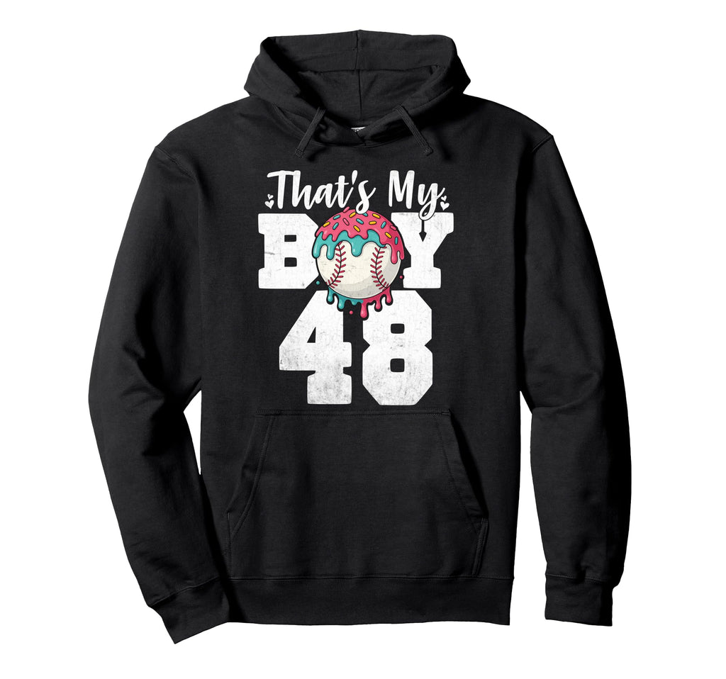 Thats My Baseball 48 Number Mom Dad 48 Hoodie - Minimalist Print for Adults - T-Shirt, Sweatshirt, Hoodie