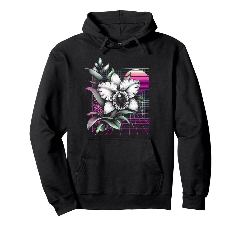 Cattleya Orchid Vaporwave Aesthetic 80S Hoodie - Minimalist Print Unisex - T-Shirt, Sweatshirt, Hoodie