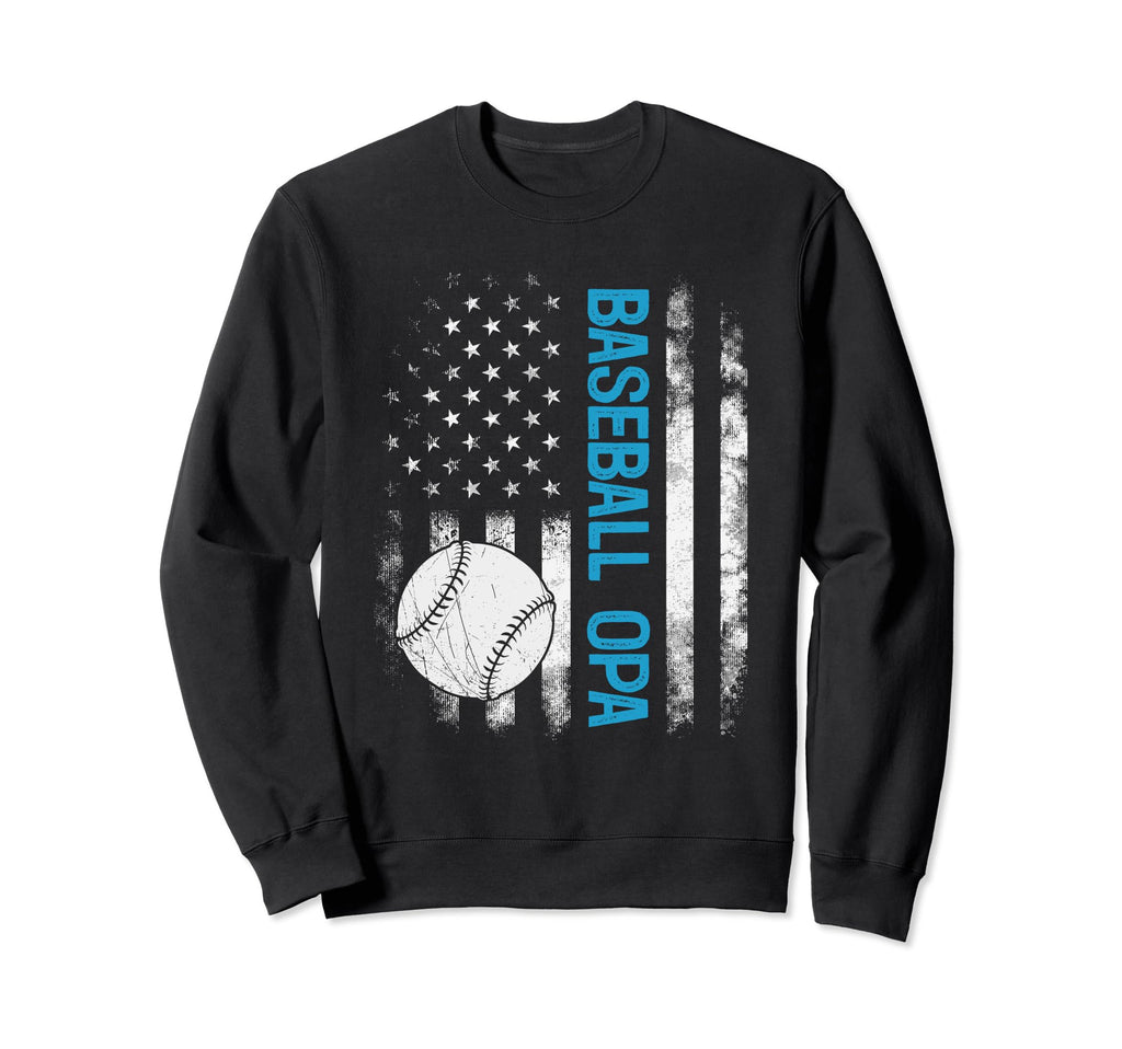 Baseball Opa American Flag Fathers Sweatshirt - Fun Novelty Design Unisex - T-Shirt, Sweatshirt, Hoodie