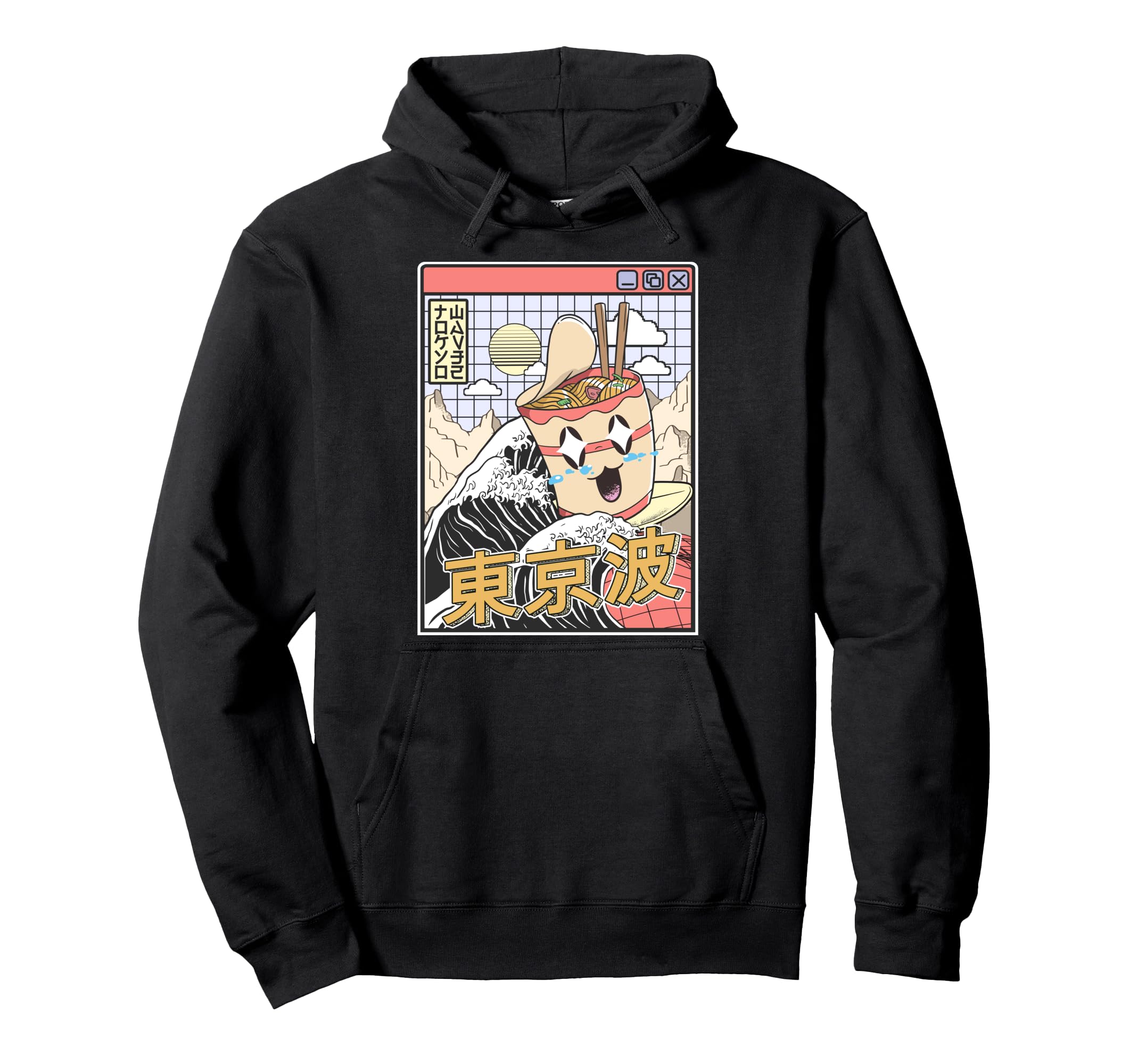 Instant Ramen Noodles Surfing Japanese Wave Hoodie - Trendy Graphic Unisex - T-Shirt, Sweatshirt, Hoodie