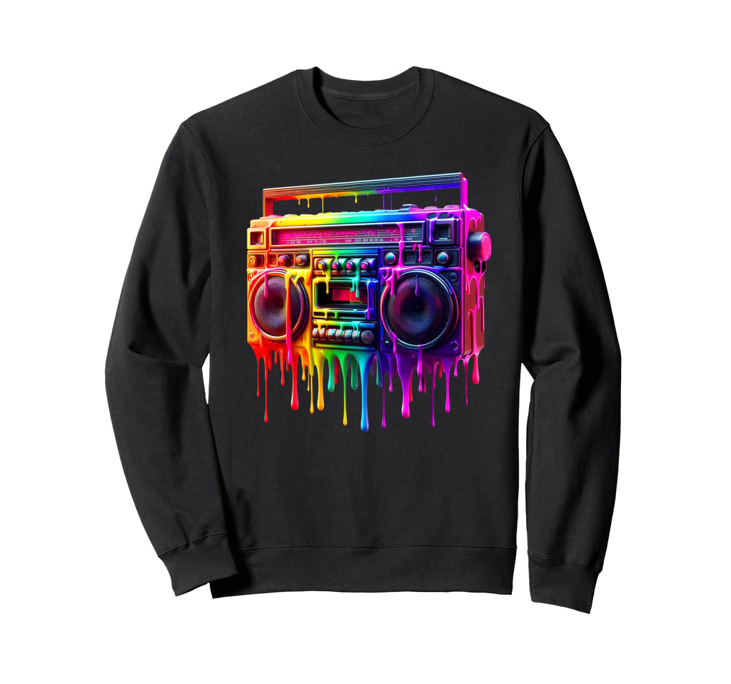 Dripping Paint Boombox Old School 80S Sweatshirt - Trendy Graphic Unisex - T-Shirt, Sweatshirt, Hoodie