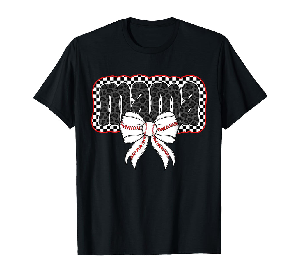 Mama Coquette Bow Baseball Cheer Mom T-Shirt - Unique Graphic Unisex - T-Shirt, Sweatshirt, Hoodie