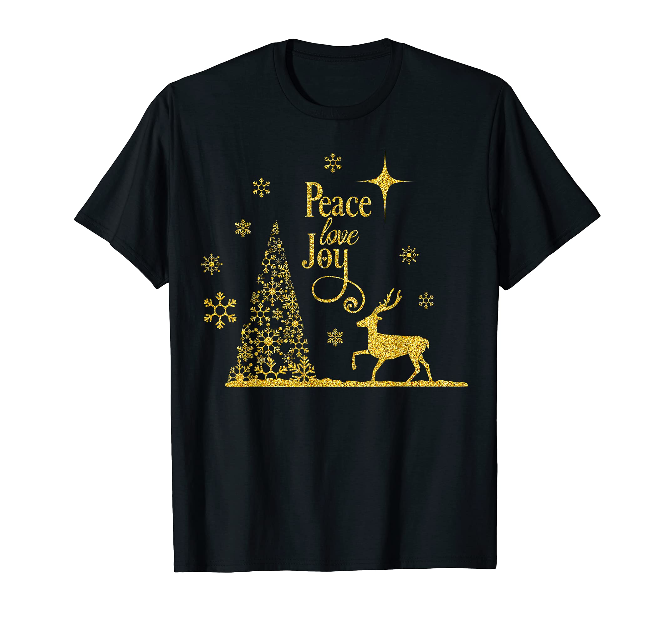 Peace Love Joy Tree Reindeer Snowflake T-Shirt - Fun Novelty Design Unisex - T-Shirt, Sweatshirt, Hoodie