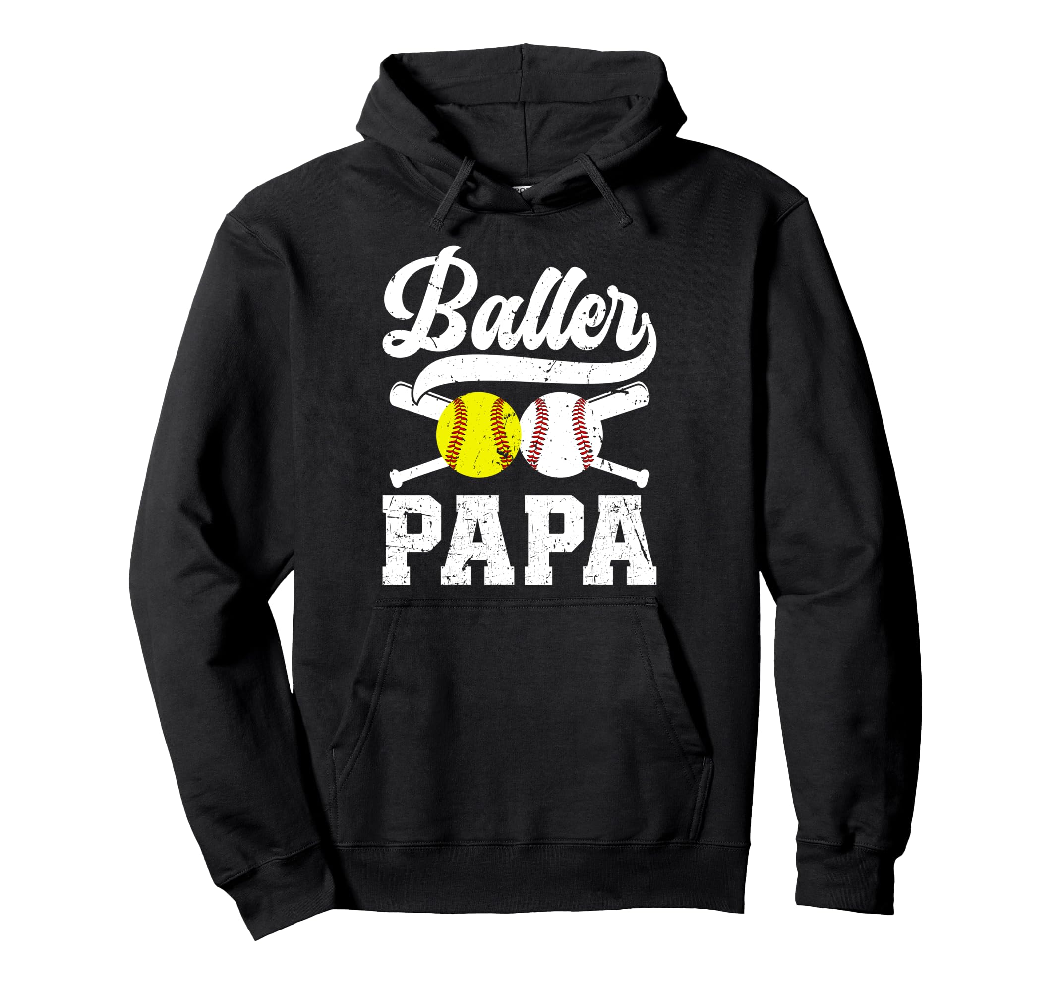 Baller Papa Proud Softball Baseball Hoodie - Unique Graphic for Adults - T-Shirt, Sweatshirt, Hoodie
