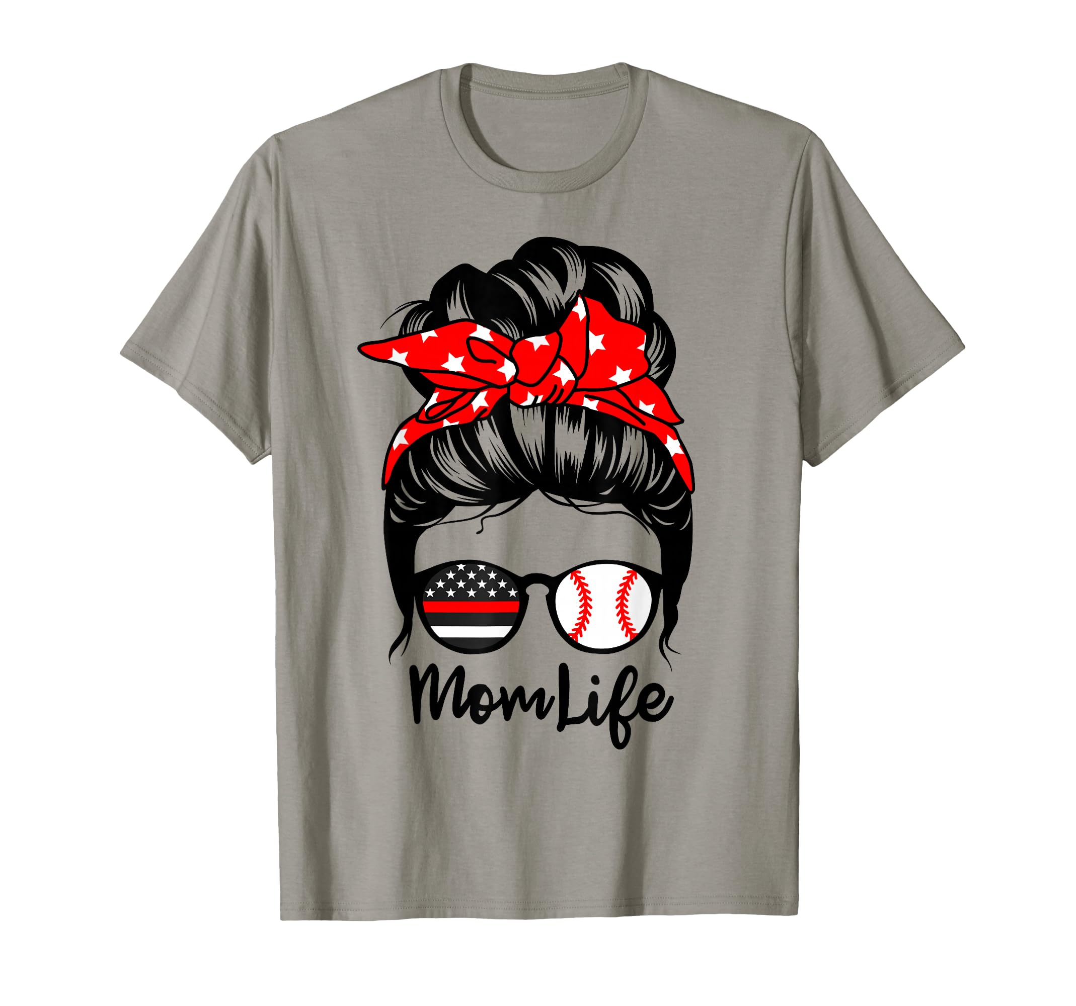 Mom Life Messy Bun Hair Firefighter T-Shirt - Minimalist Print Unisex - T-Shirt, Sweatshirt, Hoodie