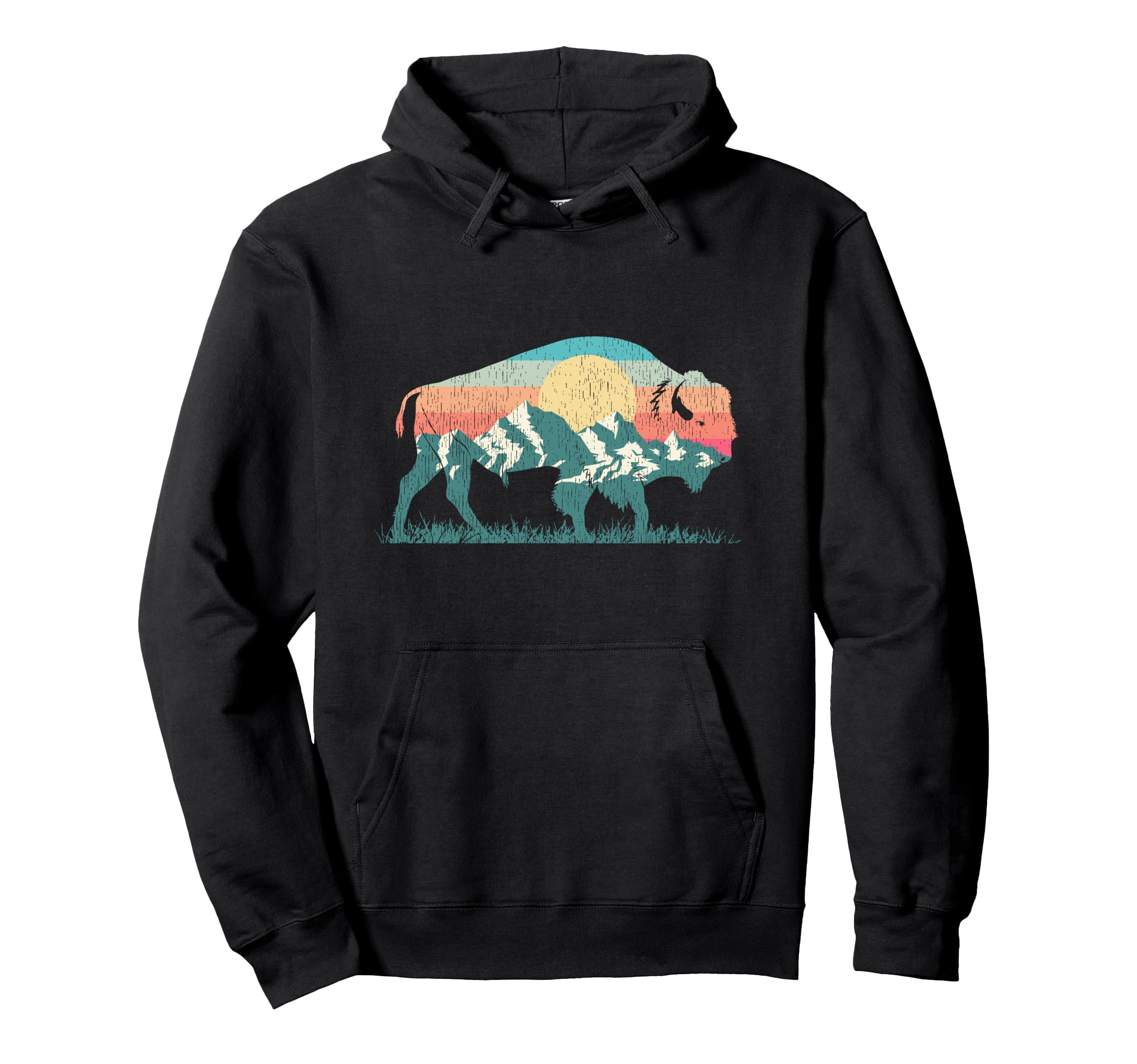 National Park Bison Landscape Hoodie - Casual Everyday Wear for Adults - T-Shirt, Sweatshirt, Hoodie