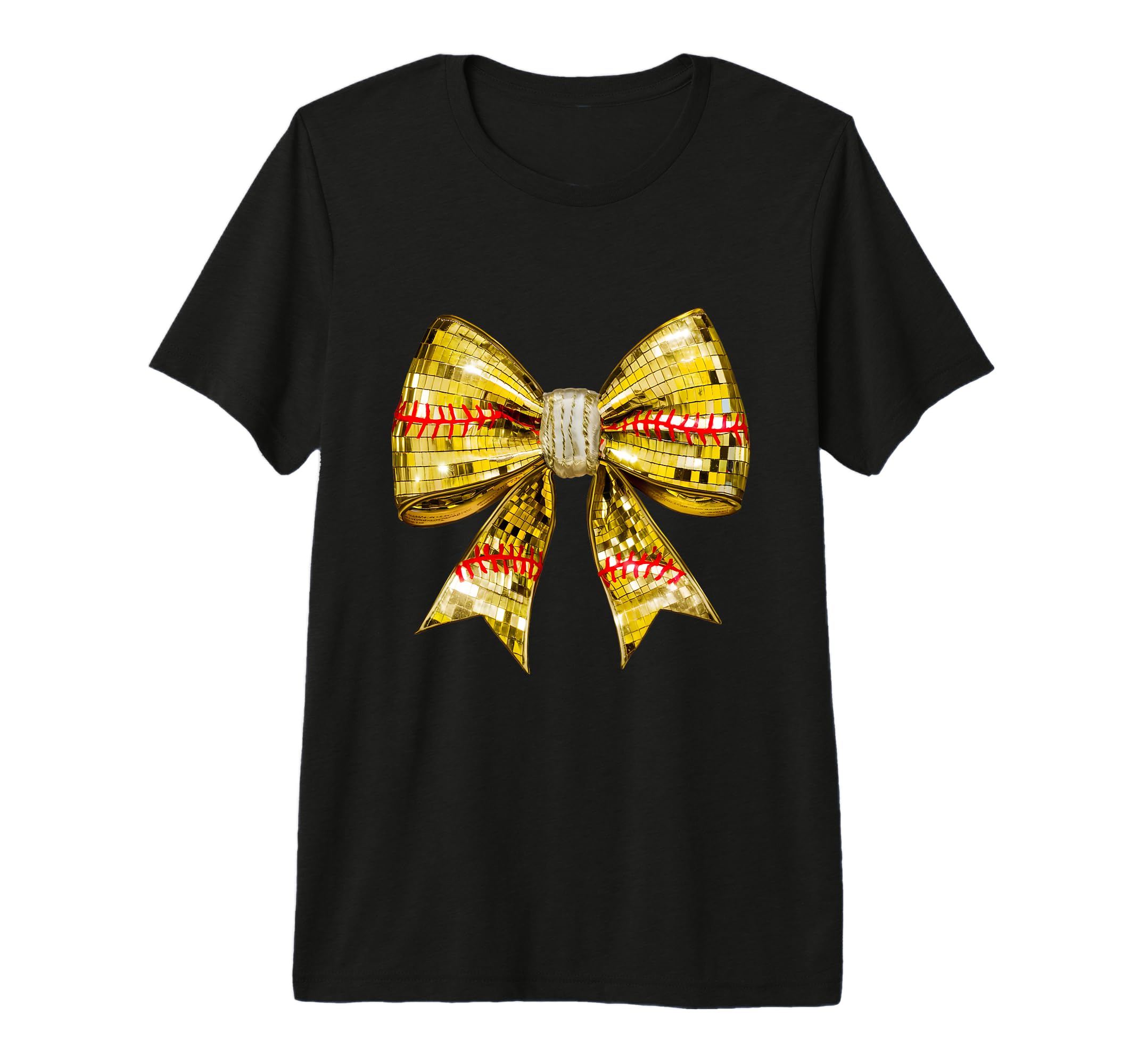 Coquette Bow Disco Ball Softball T-Shirt - Casual Everyday Wear Men Women - T-Shirt, Sweatshirt, Hoodie