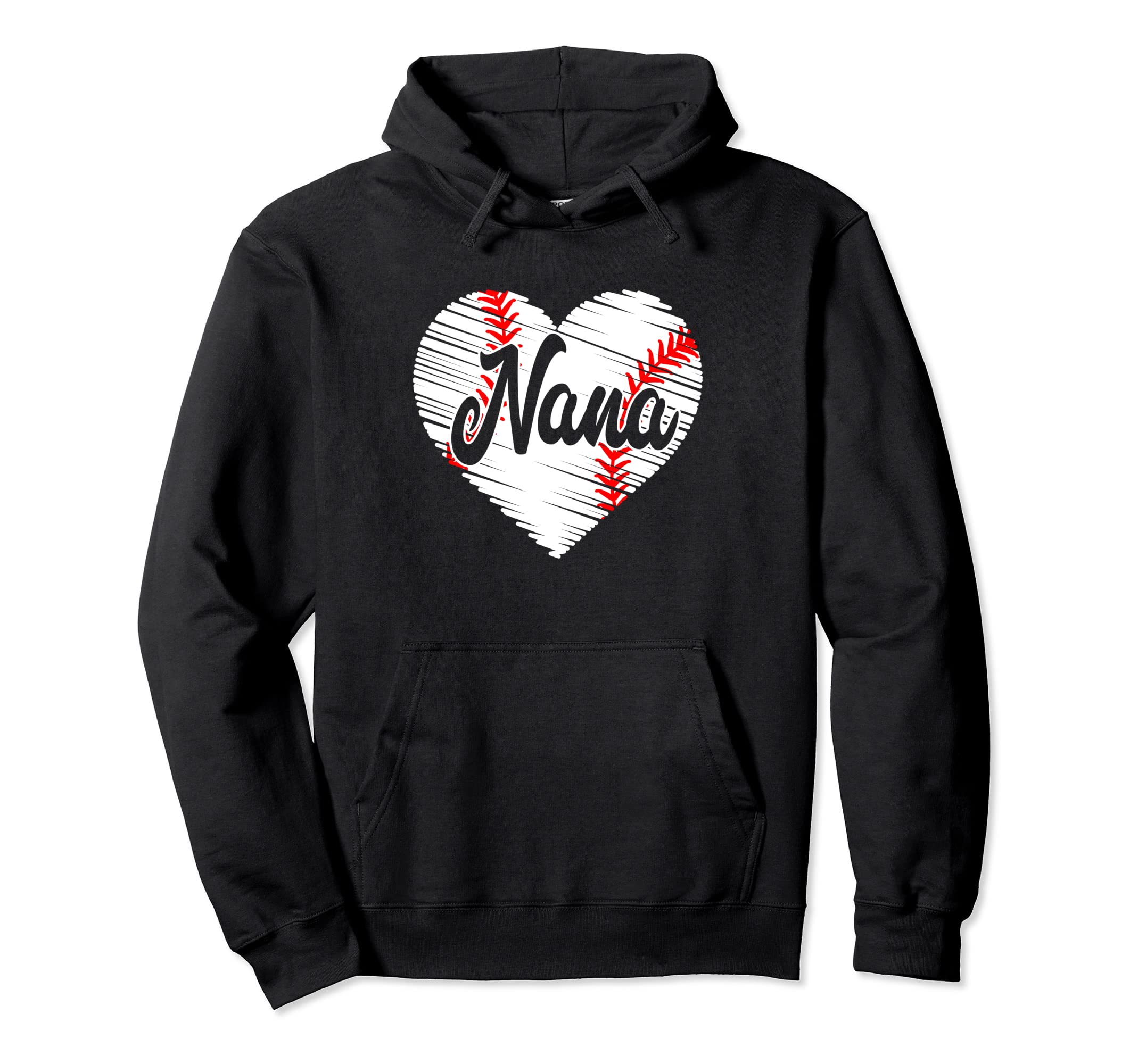 Baseball Nana Heart Mothers Day Mom Hoodie - Novelty Apparel for Adults - T-Shirt, Sweatshirt, Hoodie
