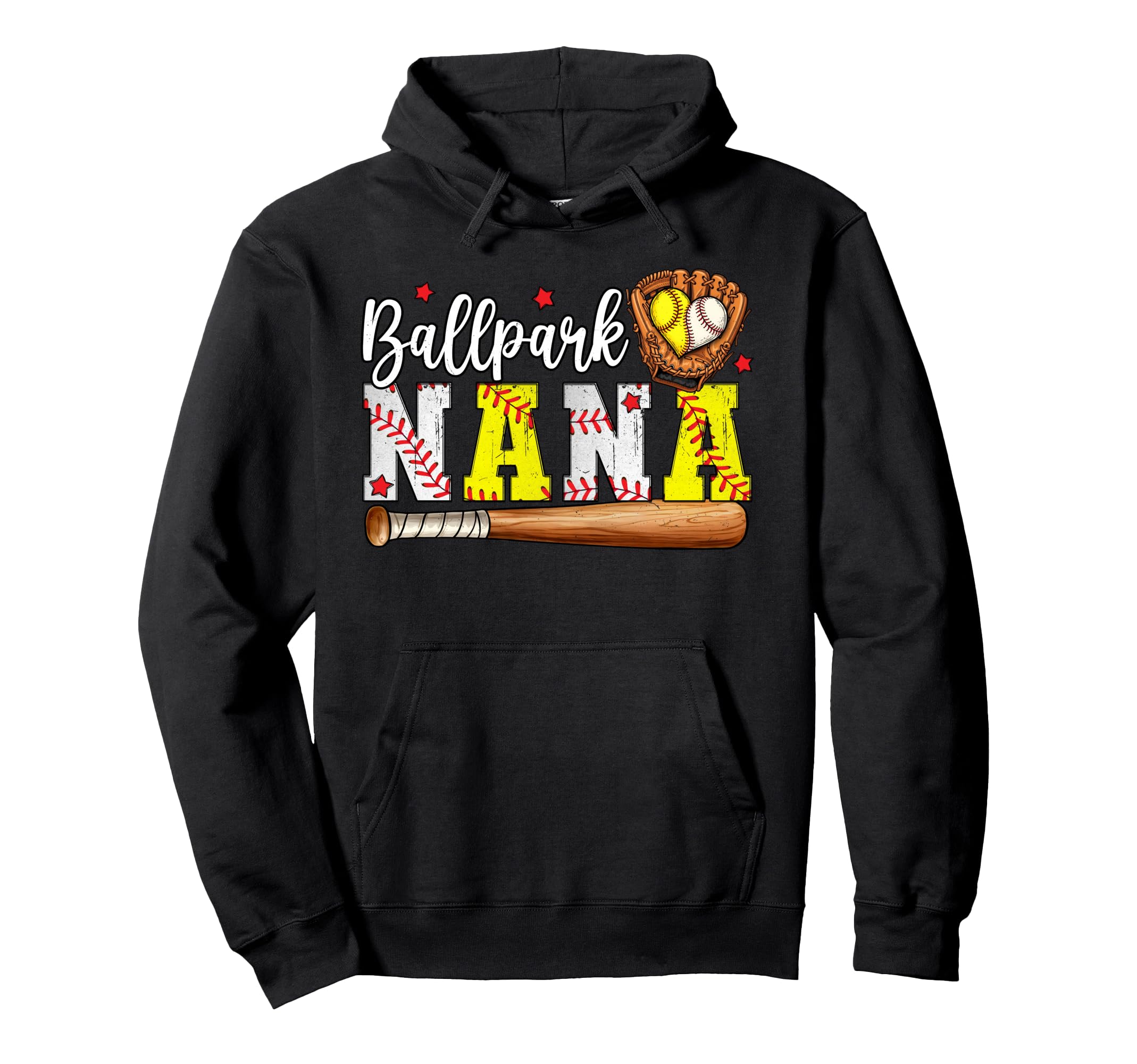Ballpark Nana Softball Nana Baseball Nana Hoodie - Graphic Print Men Women - T-Shirt, Sweatshirt, Hoodie