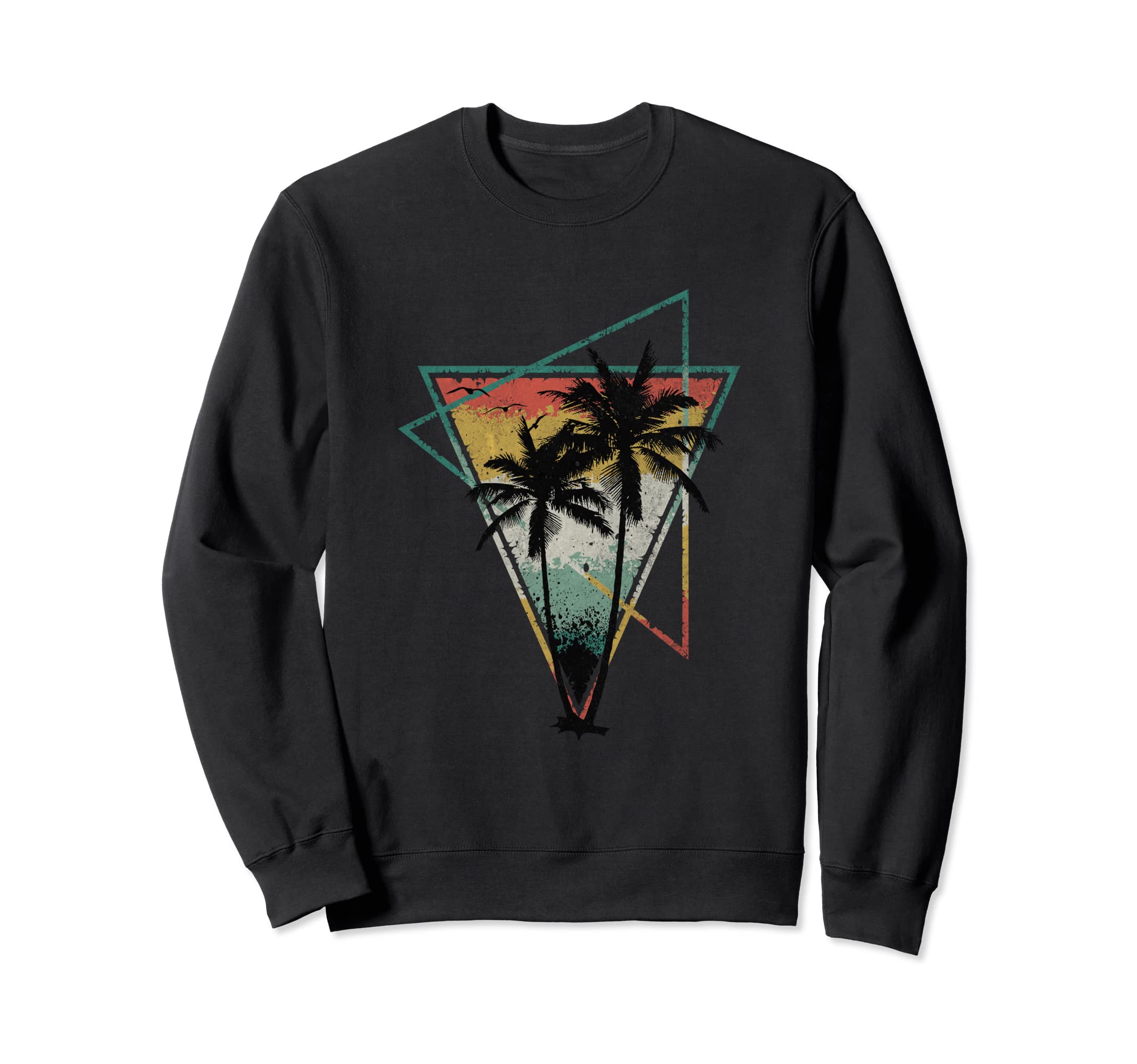 Summer Palm Trees Distressed Triangles Sweatshirt - Minimalist Print Unisex - T-Shirt, Sweatshirt, Hoodie