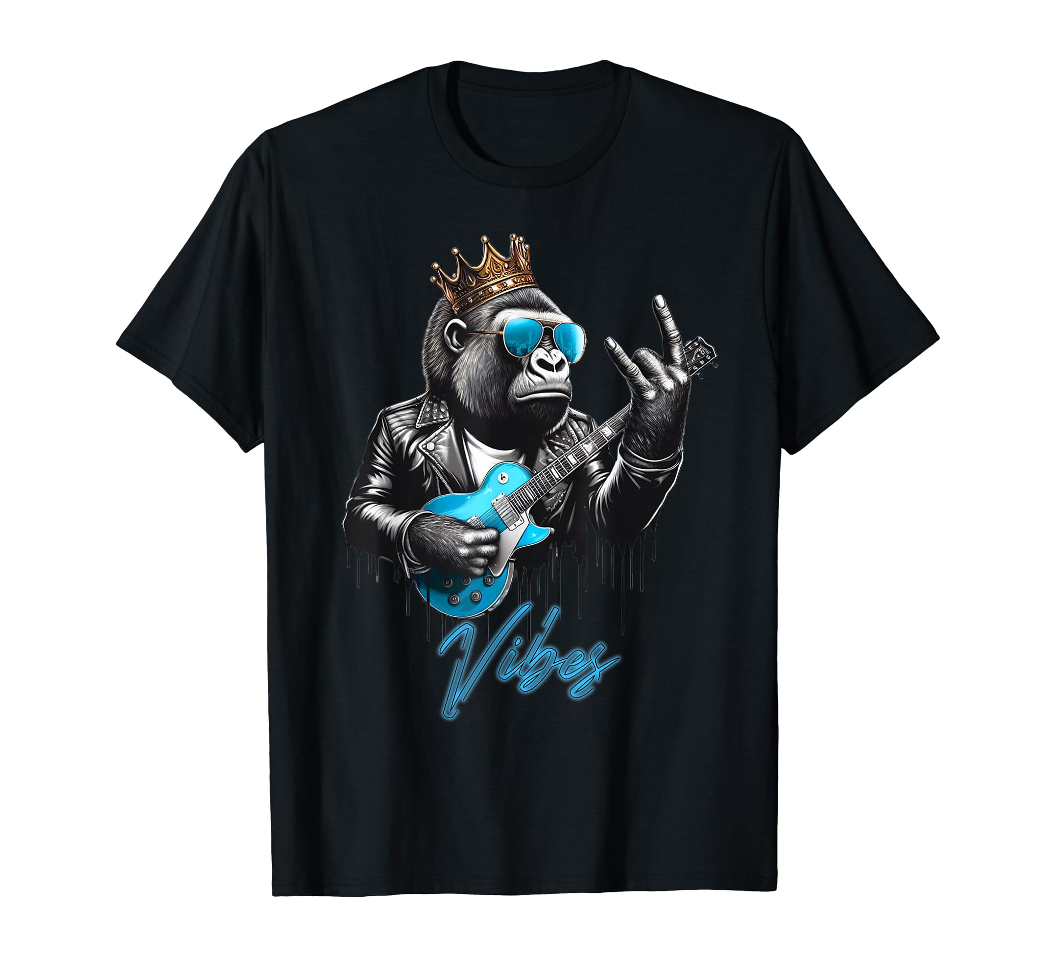 Rock Good Vibes Gorilla T-Shirt - Fun Novelty Design for Adults - T-Shirt, Sweatshirt, Hoodie