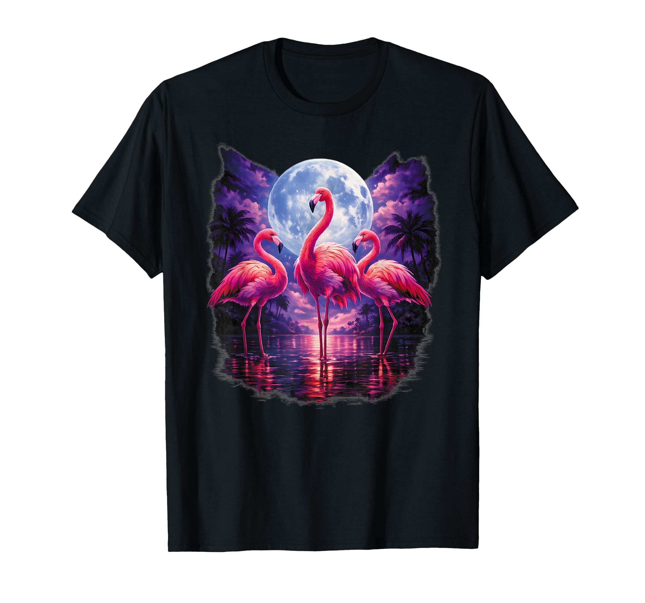Three Flamingos Moon Florida Sarcastic T-Shirt - Novelty Apparel Unisex - T-Shirt, Sweatshirt, Hoodie