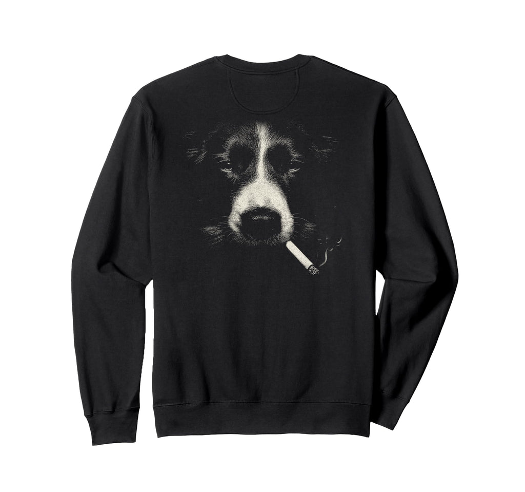 Border Collie Smoking Cigarette Sweatshirt - Aesthetic Graphic Unisex - T-Shirt, Sweatshirt, Hoodie