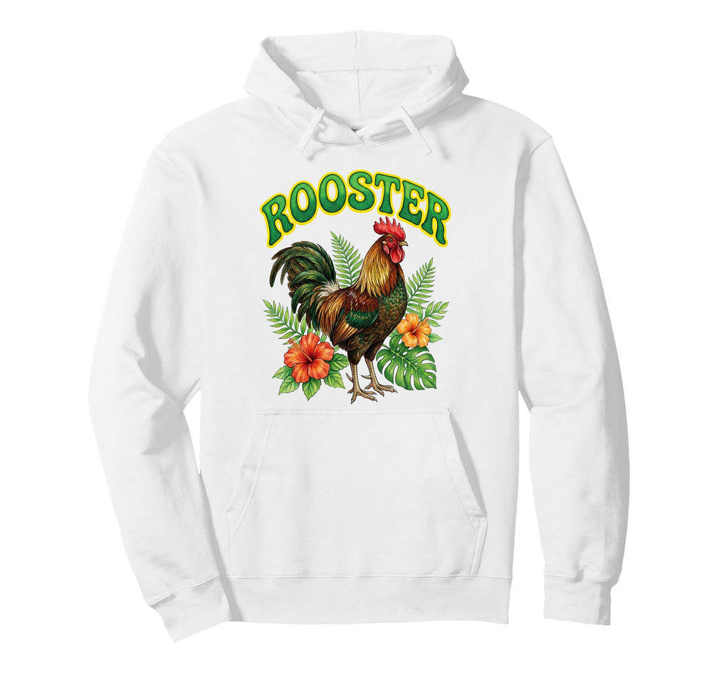 Rooster Groovy Floral Rooster Hoodie - Minimalist Print for Adults - T-Shirt, Sweatshirt, Hoodie