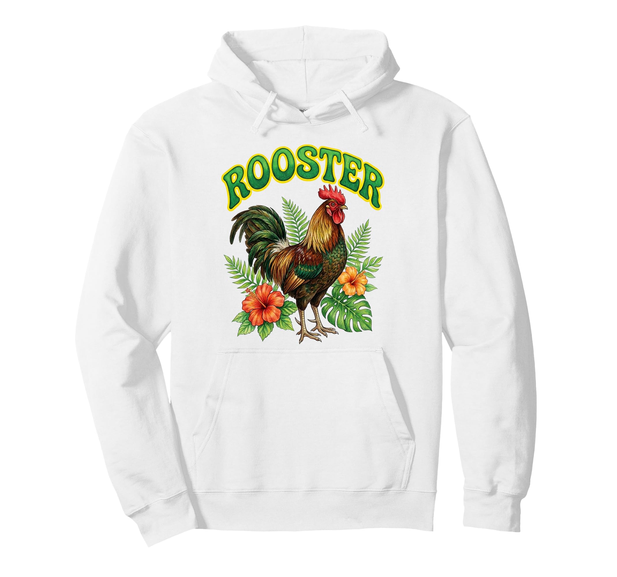 Rooster Groovy Floral Rooster Hoodie - Minimalist Print for Adults - T-Shirt, Sweatshirt, Hoodie