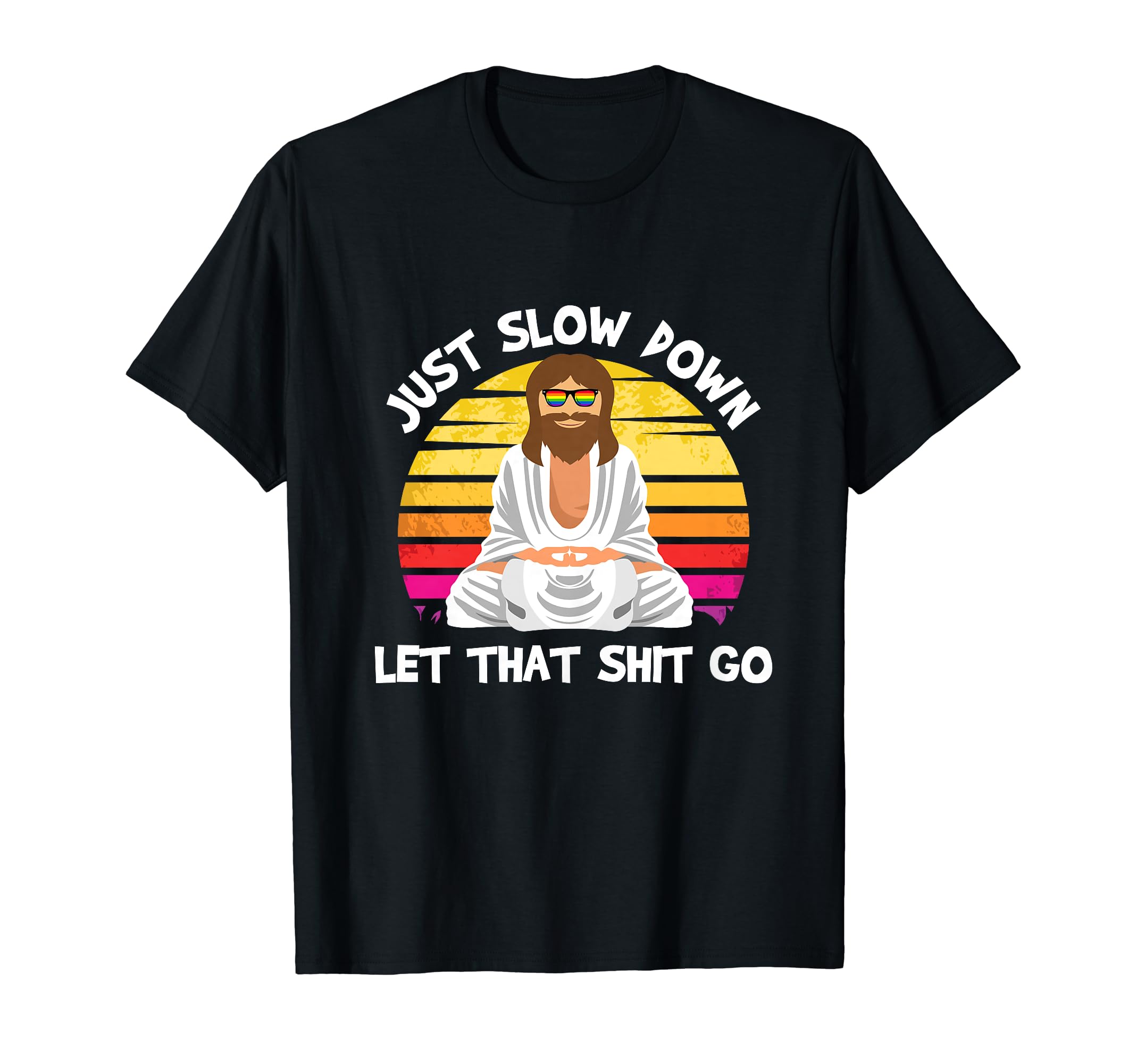 Jesus Meditation Yoga Lgbt Q Sunset T-Shirt - Aesthetic Graphic Unisex - T-Shirt, Sweatshirt, Hoodie