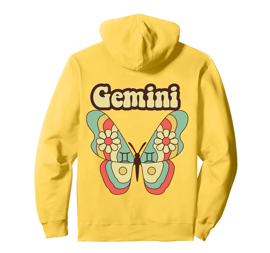 Gemini Butterfly Zodiac Astrology Boho Hoodie - Unique Graphic Men Women - T-Shirt, Sweatshirt, Hoodie