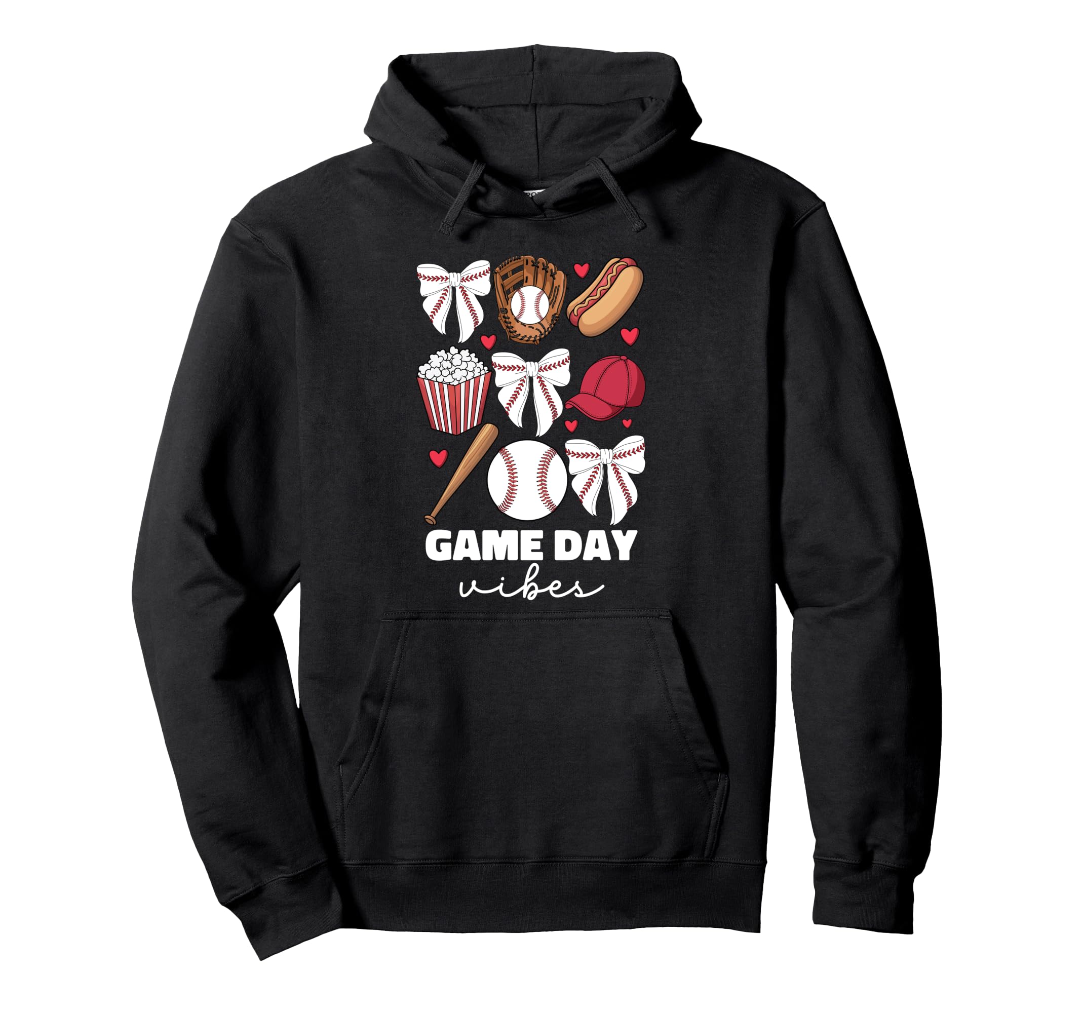 Game Day Vibes Coquette Bow Baseball Mom Hoodie - Unique Graphic Men Women - T-Shirt, Sweatshirt, Hoodie