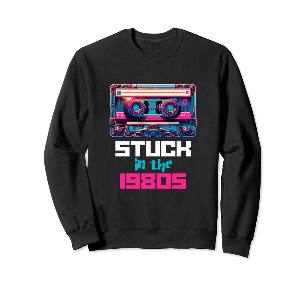 Stuck 80S Synthwave Aesthetic Dj Sweatshirt - Unique Graphic Unisex - T-Shirt, Sweatshirt, Hoodie