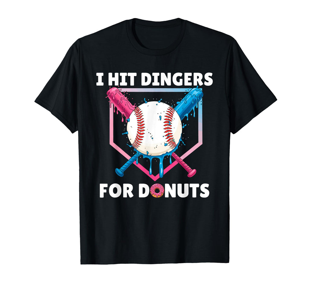 Baseball I Hit Dingers Donuts Funny T-Shirt - Unique Graphic Men Women - T-Shirt, Sweatshirt, Hoodie