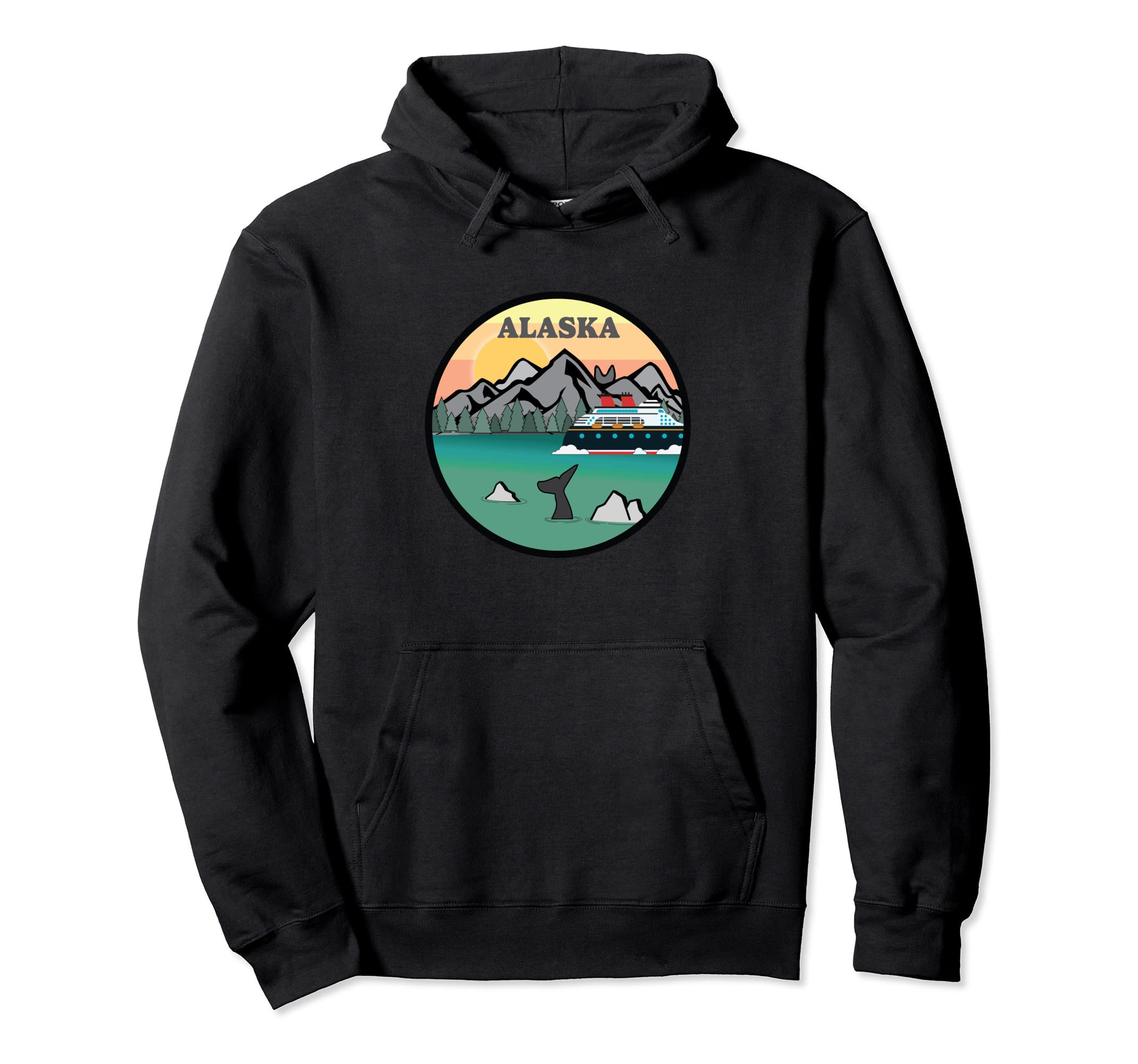 Alaska Cruise Ship Mountains And Sunset Hoodie - Graphic Print Unisex - T-Shirt, Sweatshirt, Hoodie